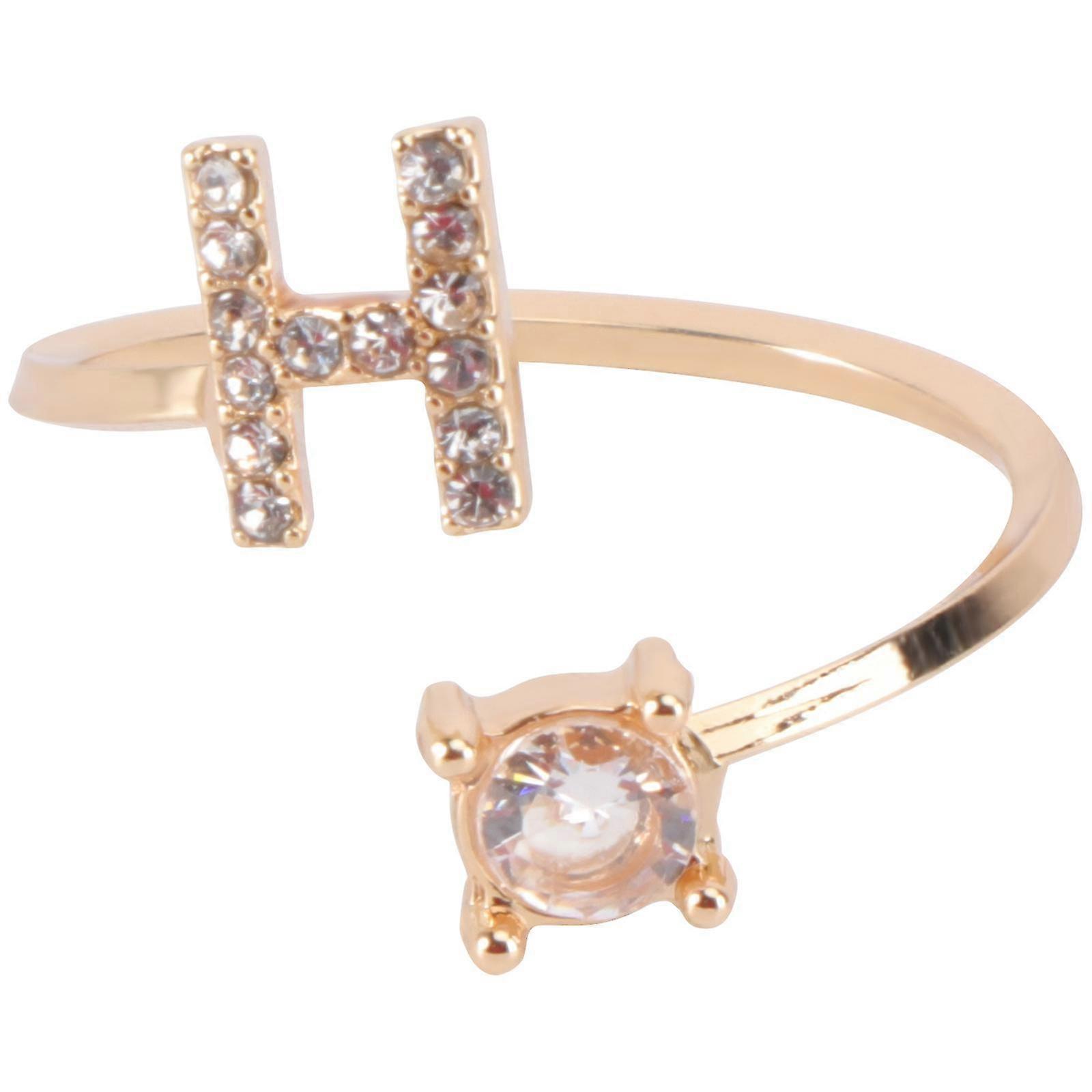 1 Stück Strass Intarsien Initiale Fingerring Modeschmuck (Gold H)