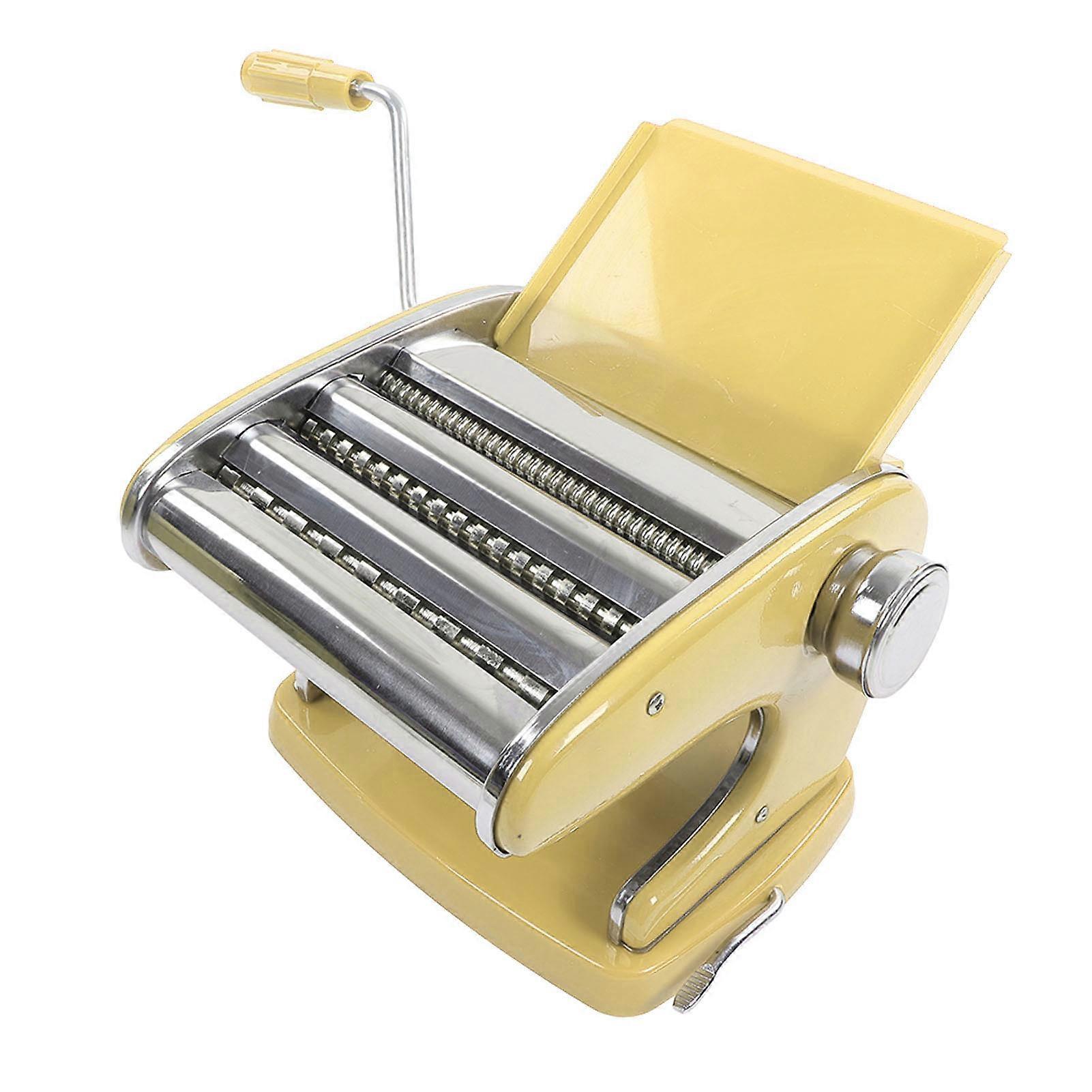 Noodles Maker Multifunction Hand Crank Pasta Machine for Lasagna Fettuccine Dumpling Wrapper Yellow Suction Cup Type 3 Blade