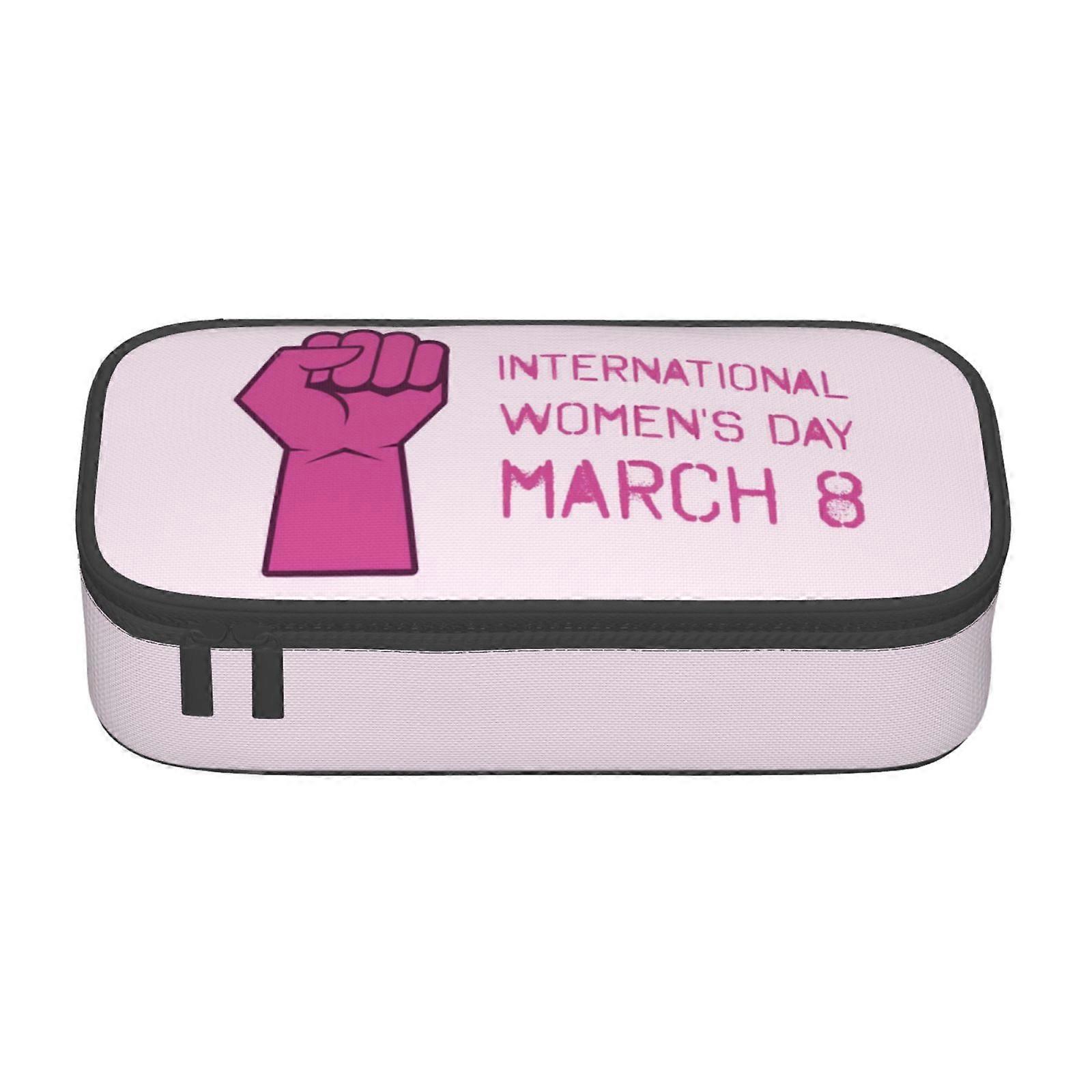 اليوم العالمي للمرأة 2024 مقلمة حقيبة مكياج حقيبة مكياج ذات سعة كبيرة لوازم مكتبية قرطاسية صندوق قلم رصاص مع سحاب 19