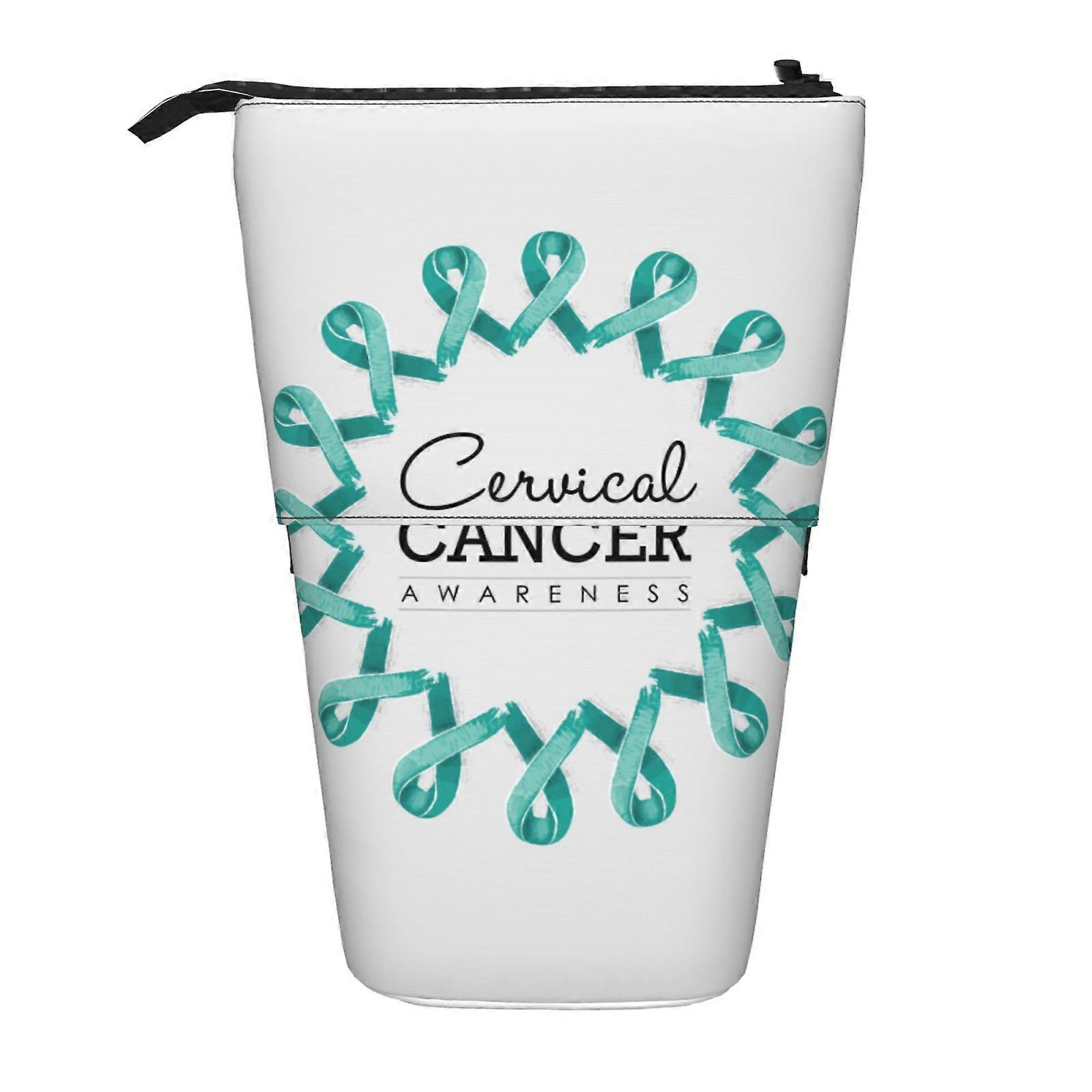 شهر التوعية بسرطان عنق الرحم مقلمة الوقوف حقيبة قلم رصاص تلسكوبي مقلمة مع سحاب حقيبة ماكياج محمولة