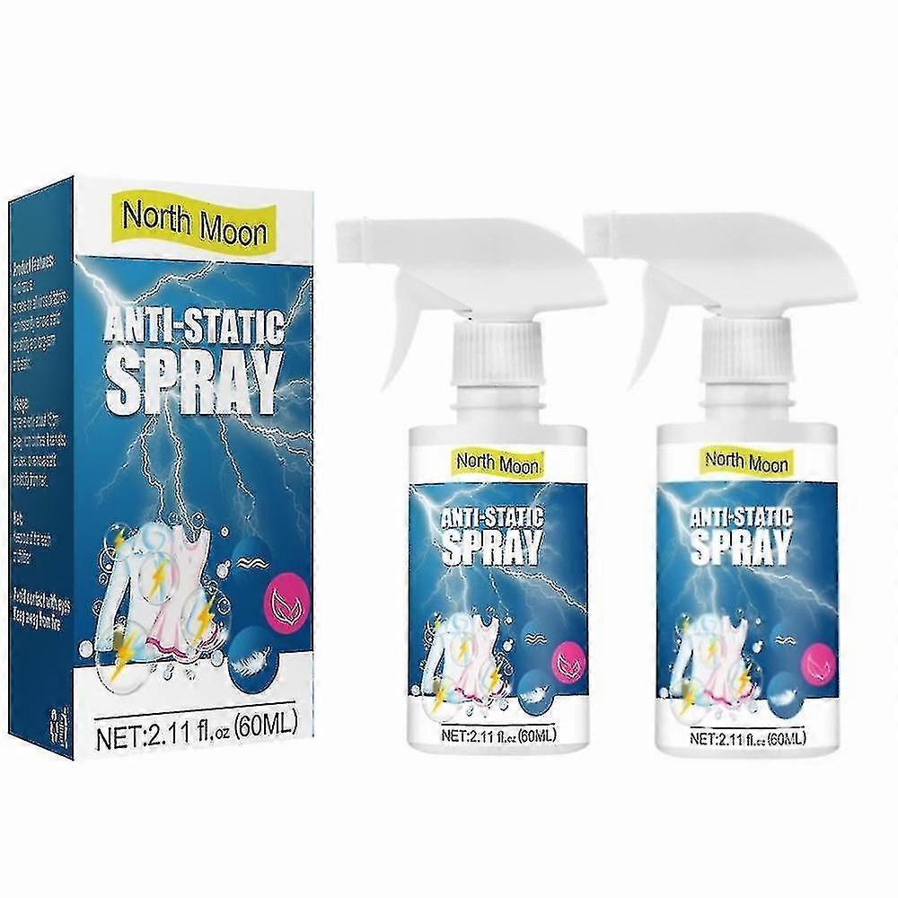 60ml 2pcs Anti-static Spray for Clothes and Hair - Non-hazardous, Safety Static Remover