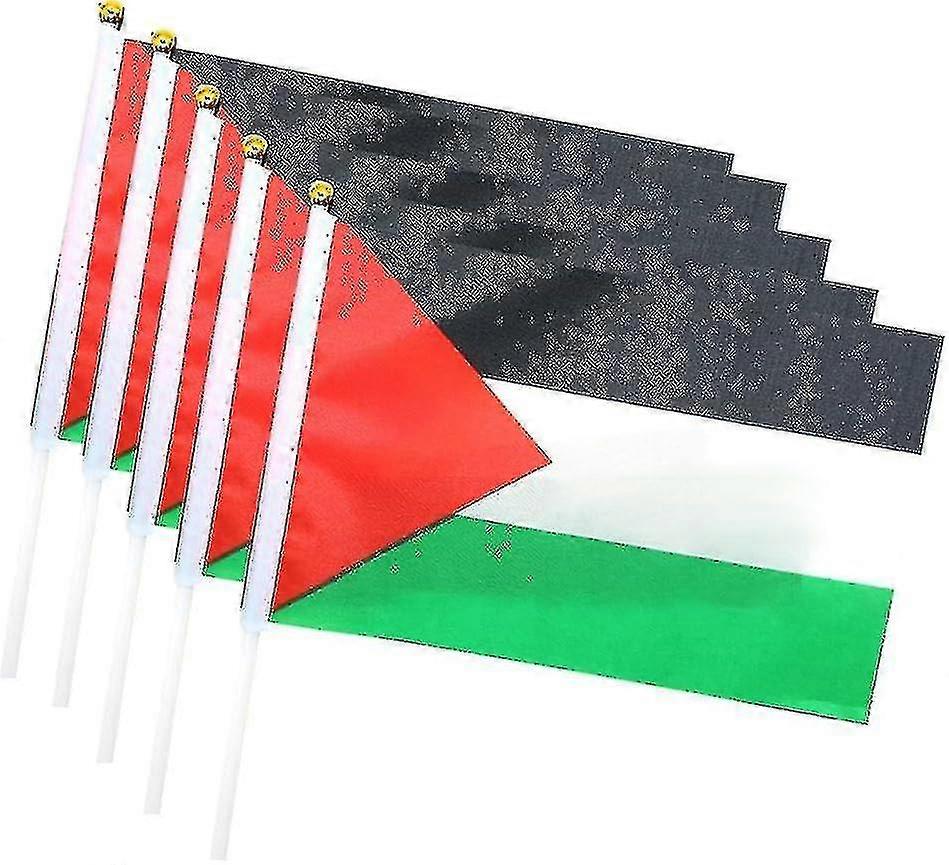 Palestine Flag Small With Pole, 14x21cm Palestine Hand Waving Flag, Double Sided Handheld Palestine Flags, Palestine Flag