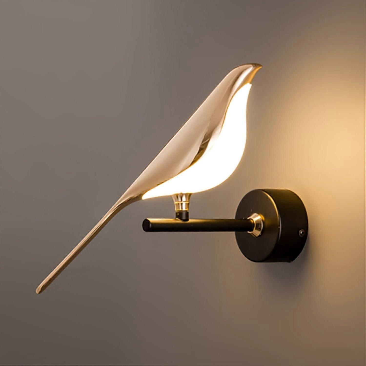 Wall Lamp Bird Wall Light, LED Wall Sconce Lighting with Switch, Creative Magpie Wall Mount Bedside Light For Bedroom Dcor