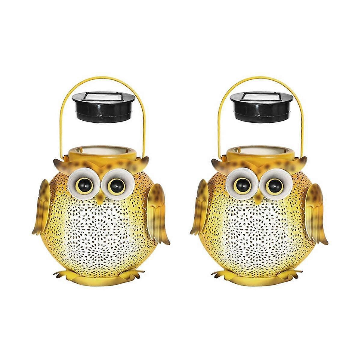 2 قطعة الحديد الفن الشمسية البومة الأرض ضوء الحرف حديقة الحديقة في الهواء الطلق حديقة مصباح ديكور LED ضوء الطاقة الشمسية معلقة المناظر الطبيعية