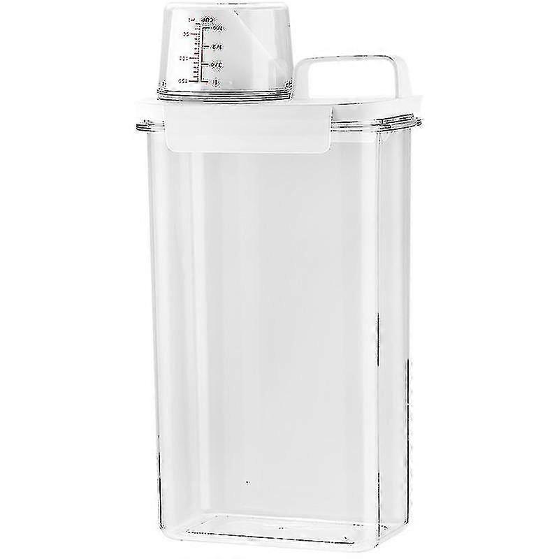 1-2Lランドリーパウダー収納ボックス蓋付きプラスチックバケツホームオーガナイザー穀物タンクバスルーム