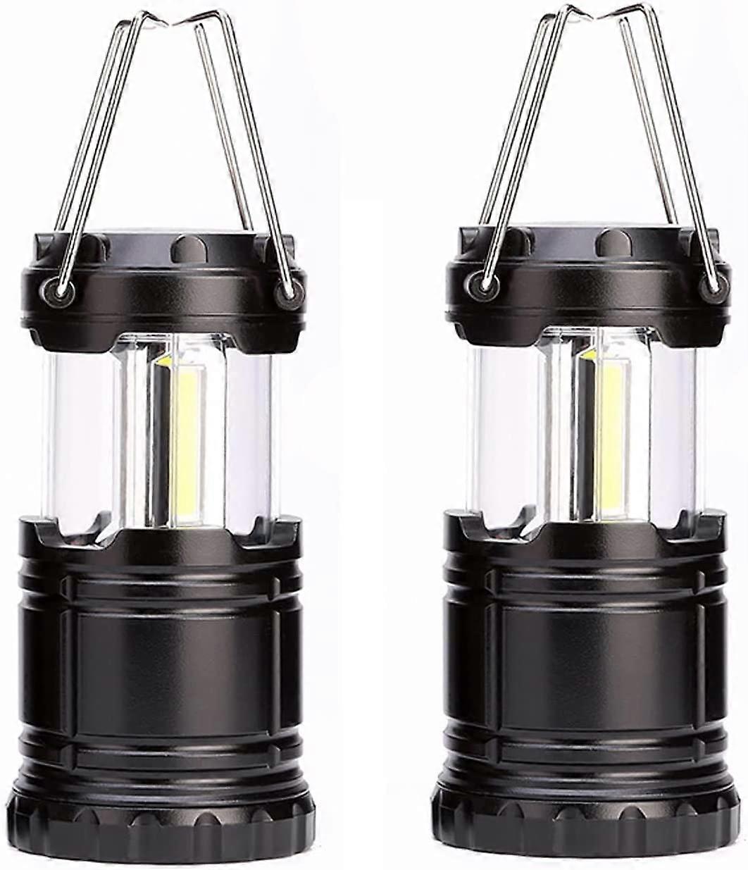 2-Pack Portable LED Camping Lanterns with Folding Hooks for Hurricanes, Emergencies, Homes, Sheds, and More
