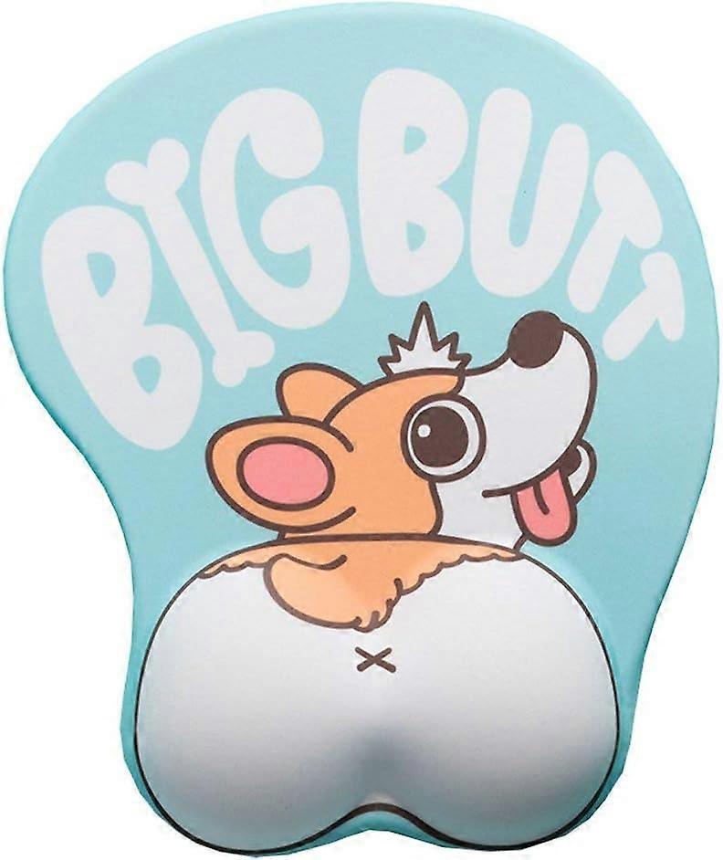 Mouse Pad with Wrist Support Gel Ergonomic 3D Mouse Pad Anime Corgi Dog Mousepad Gaming Mouse Mat for PC Laptops (Pink)