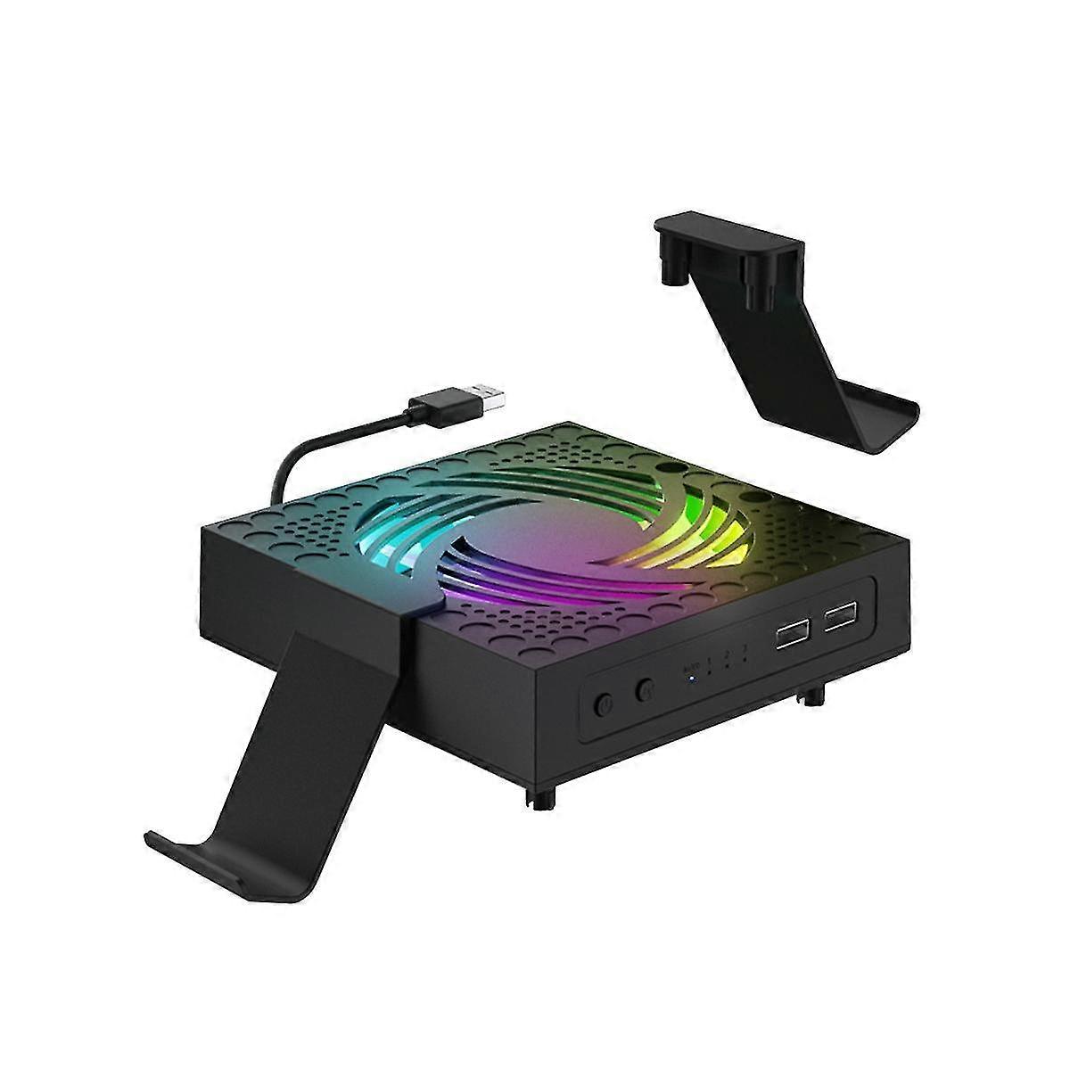 Rgb Colorful Cooling Fan For Game Console Adjustable Wind Speed Heat Dissipation Fan With Usb Port