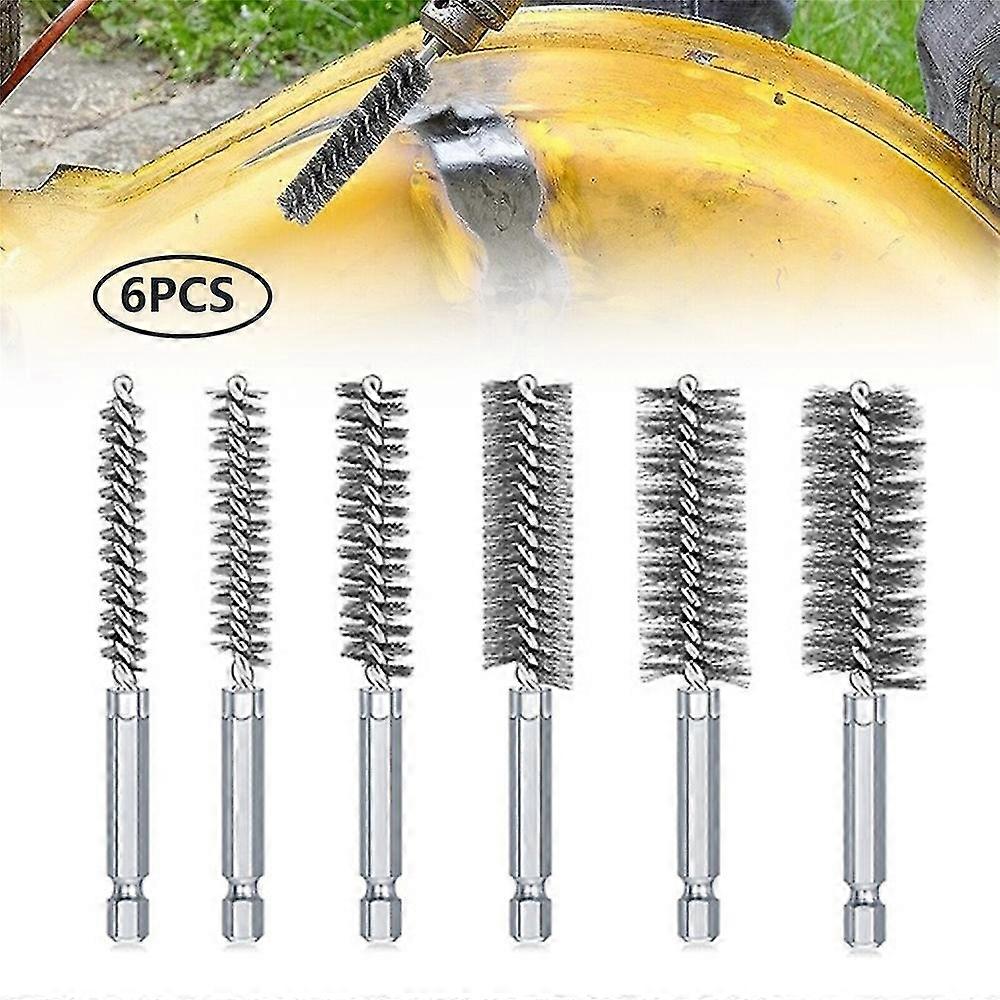 6 قطع فرش الحفر فرشاة الأنابيب السلكية ، فرش تنظيف الفولاذ المقاوم للصدأ من أحجام مختلفة ، لتأثير الحفر الكهربائي