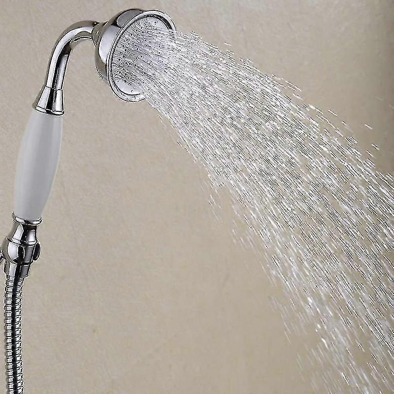 رأس دش كلاسيكي للحمام ، دش محمول على طراز الهاتف التقليدي ، مقبض سيراميك ريترو دش بخاخ مطر Showe مع خرطوم 1.5 متر (chro