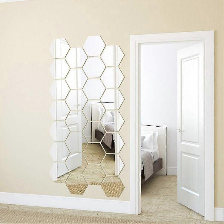 12PCS Hexagonal acrylic mirror three-dimensional wall sticker