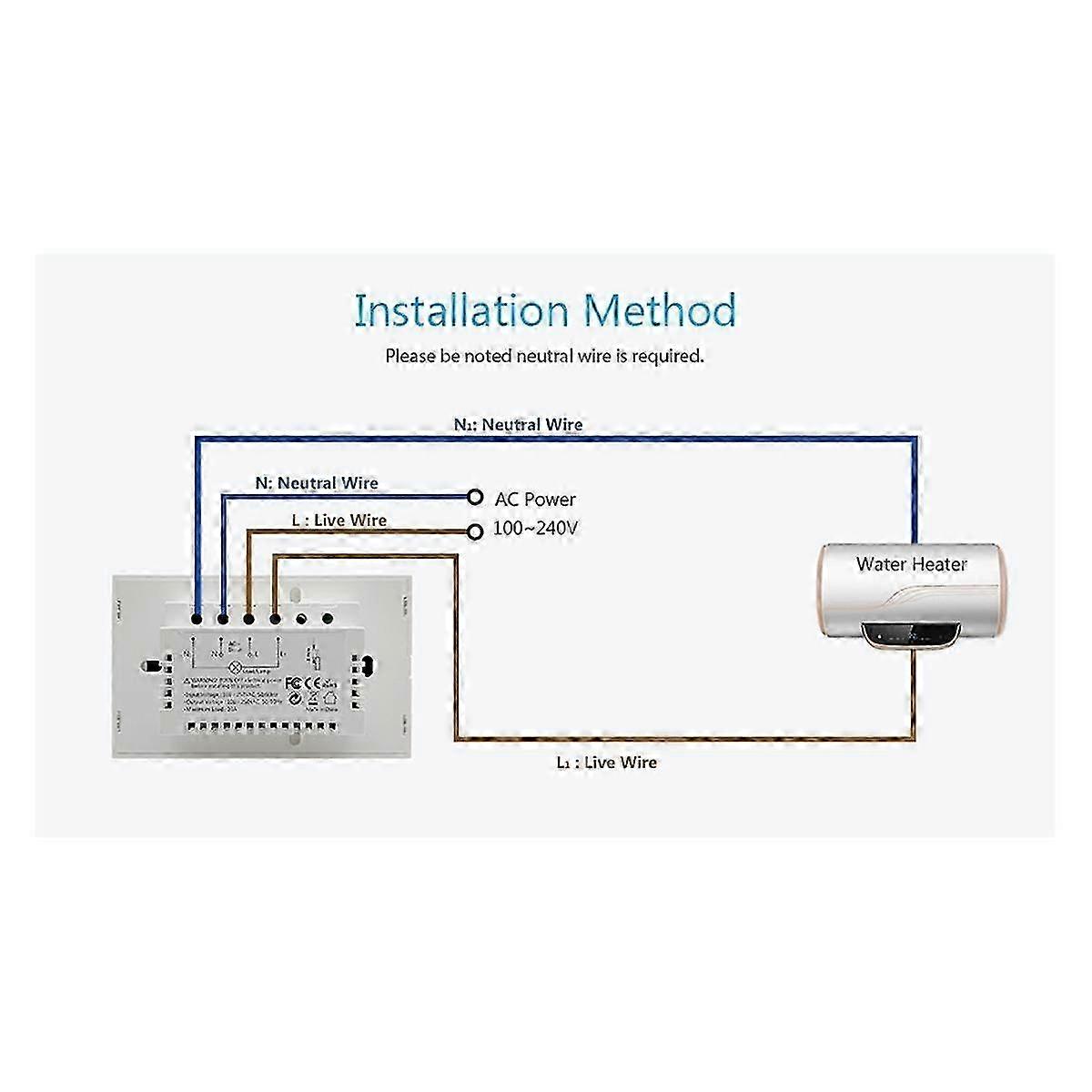 Tuya Smart Life Wifi Boiler Water Heater Switch 20a Touch Panel Timer Schedule Voice Control For Home Alexa B