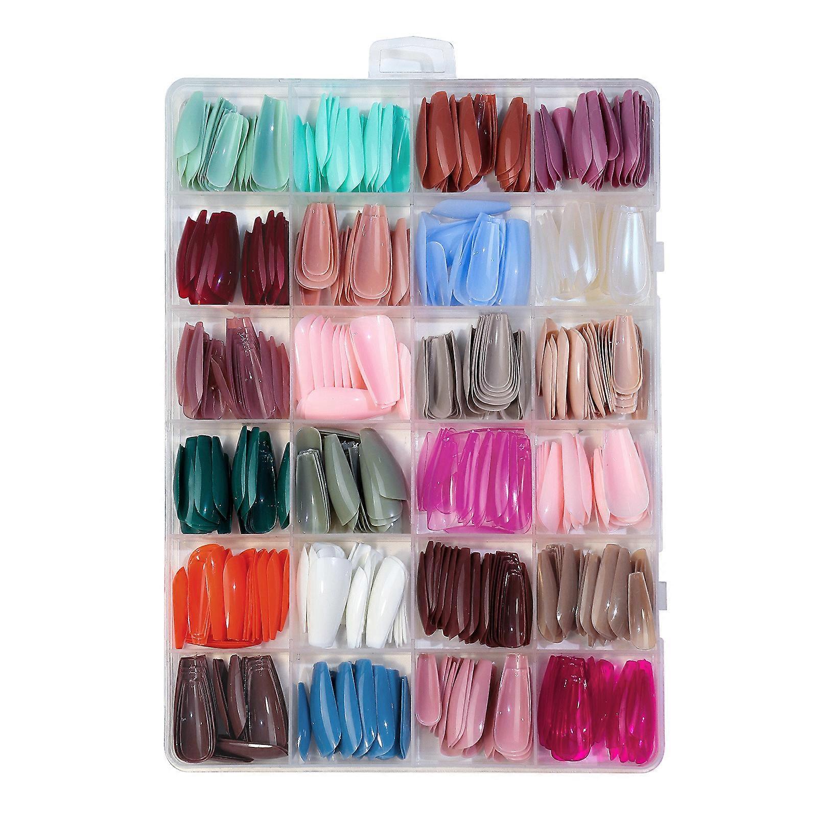 576Pcs/Box Fake Nails Easy to Paste Removable Short Medium Length Long Acrylic Matte Press on Nails Nail Salon Accessories