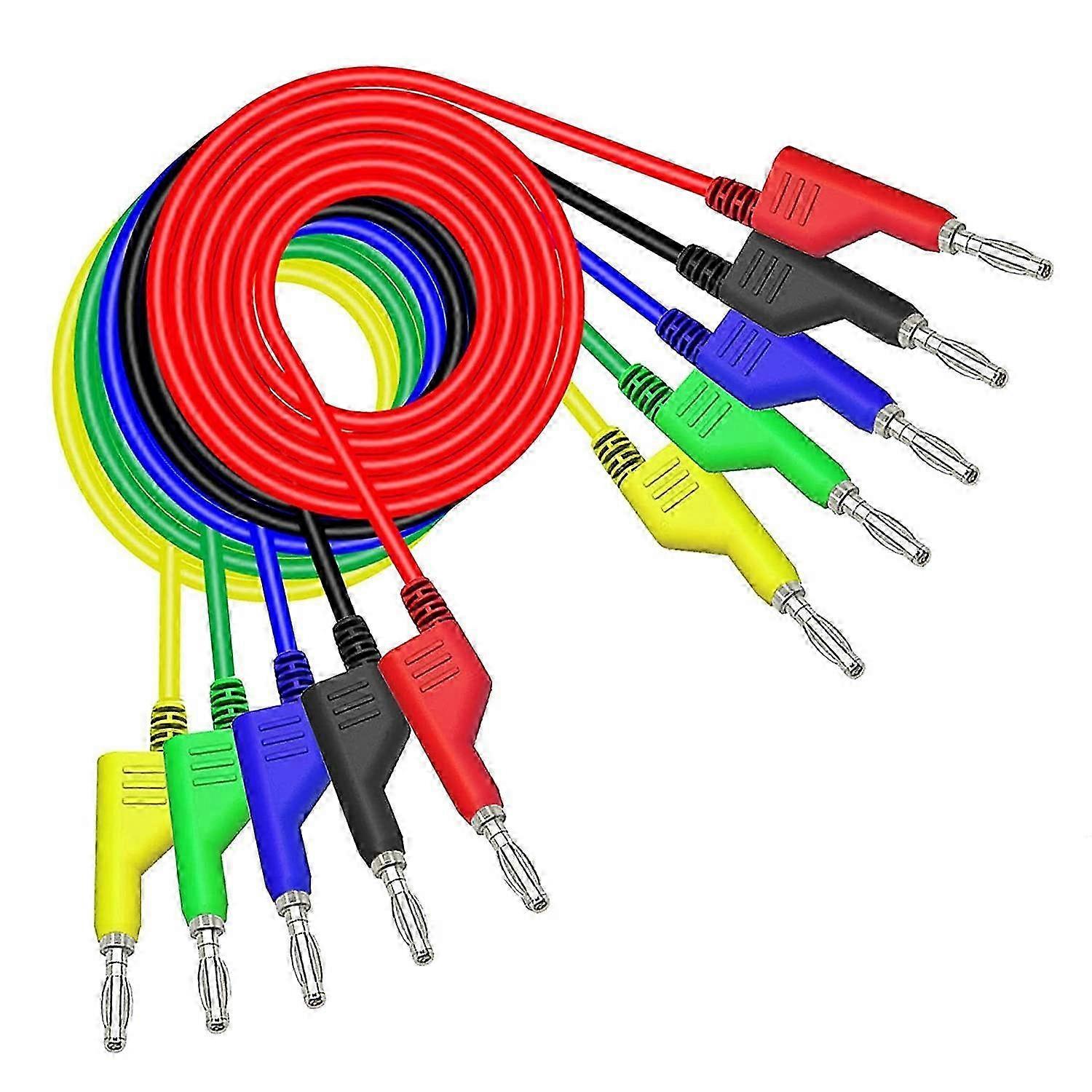 5PCS Stackable Banana to Banana Plug Test Cable Wire 3.3Ft/1M