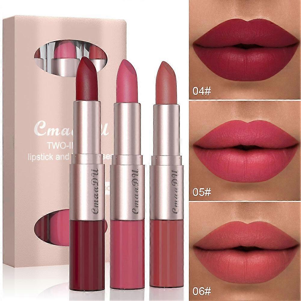 12 Colors Matte 2-in-1 Lipstick Gloss Long Lasting Multi Use Lip Glaze Eye Shadow Blusher Makeup