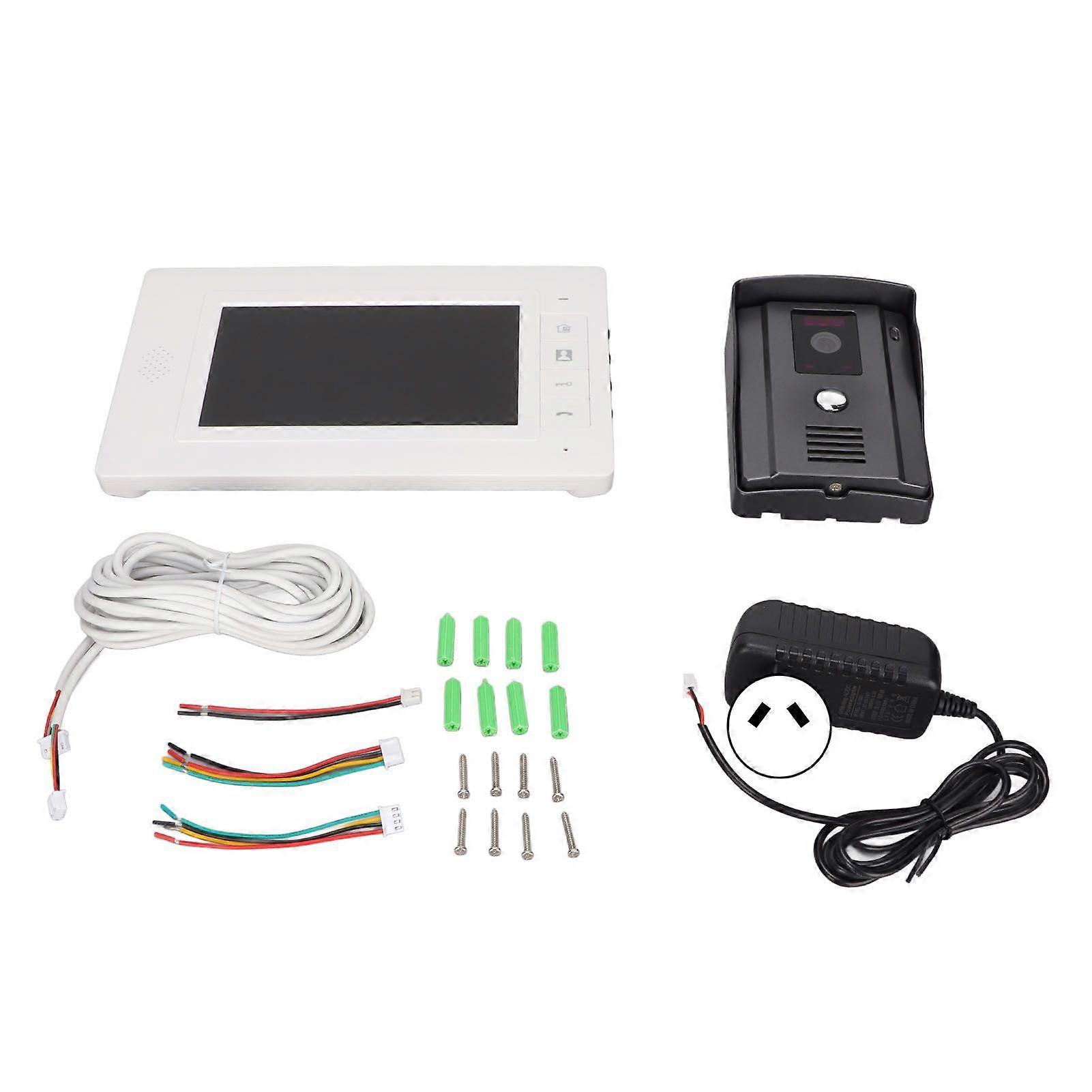 7 Inch Home Intercom Doorbell Hands Free Night Vision Wired Video Doorbell Intercom System for Home 100240V AU Plug