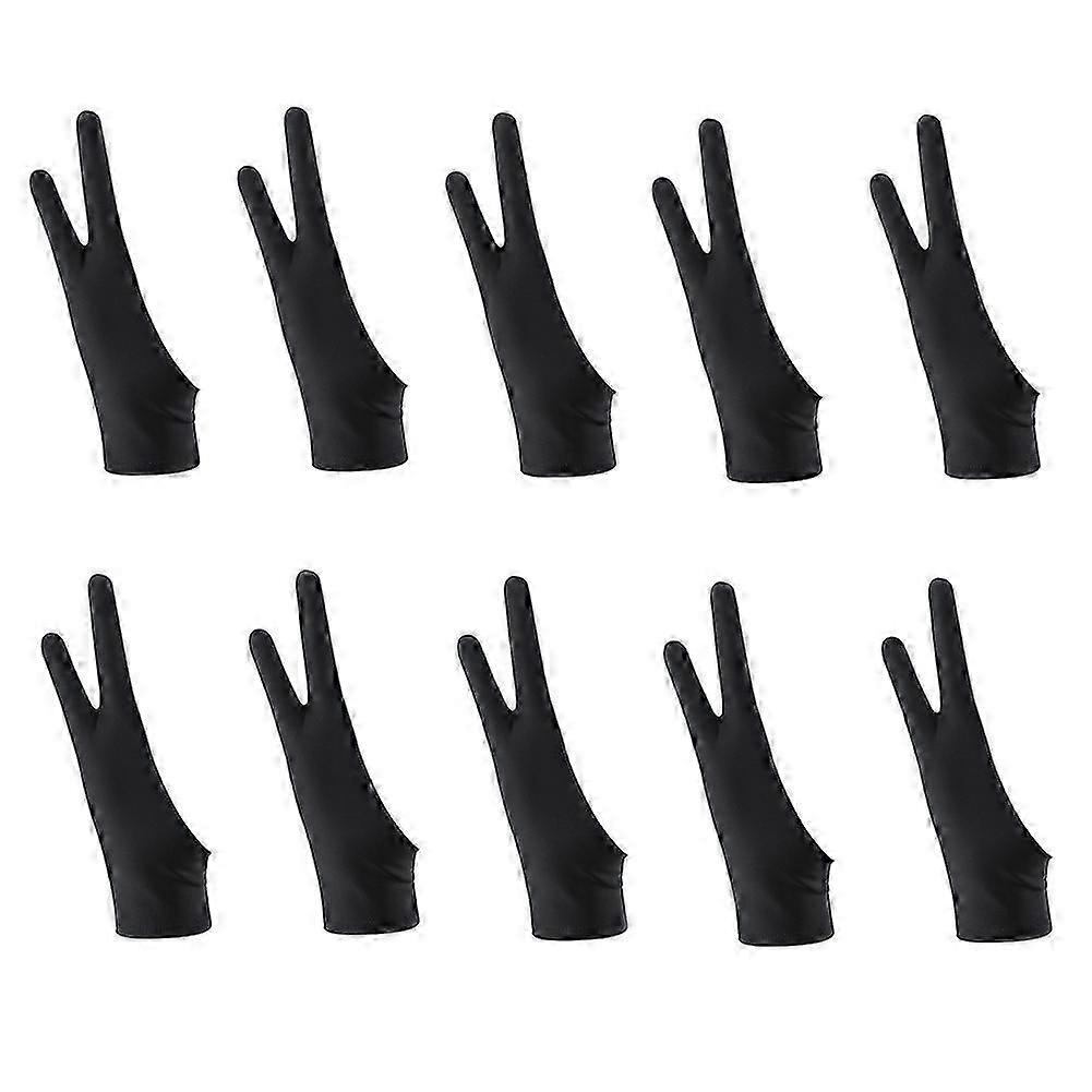 10 Pack Artist Drawing 2 Finger Drawing Gloves compatible with Any Graphics Tablet Digital Drawing (M)