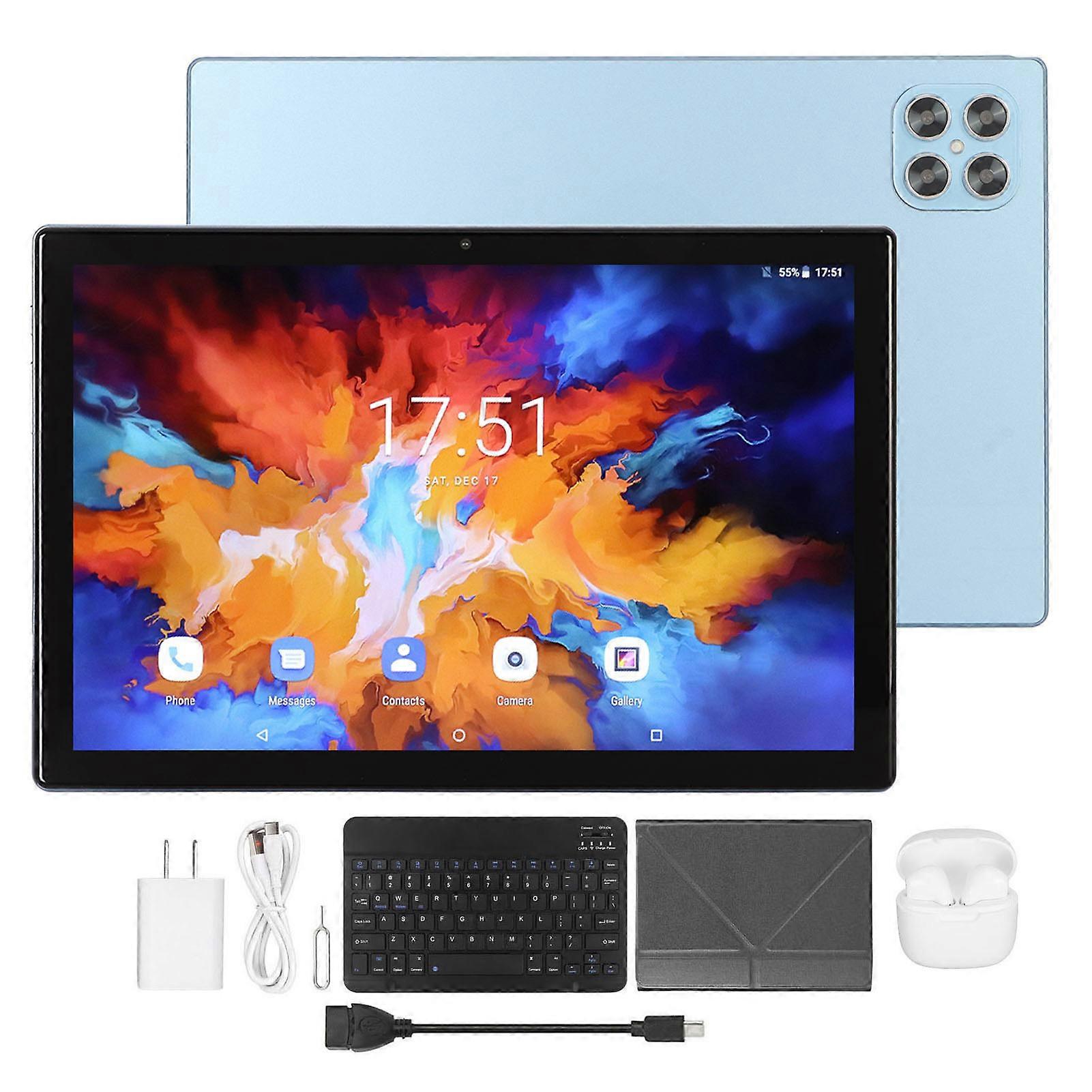 2 in 1 Tablet 10.1 Inch with BT Keyboard 12GB RAM 256GB ROM 20MP Camera and Earbuds