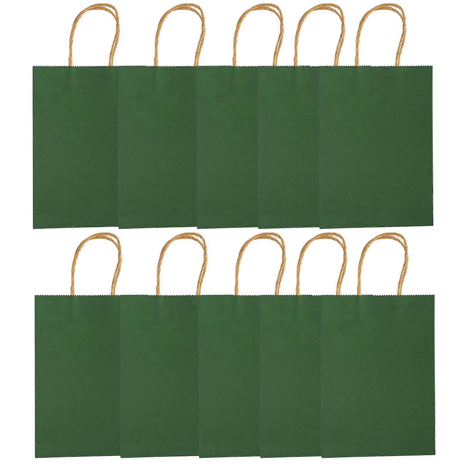 10pcs portátil festa Kraft saco de papel simples de compras embalagem saco de presente com Handle15 x 8 x 21cm verde
