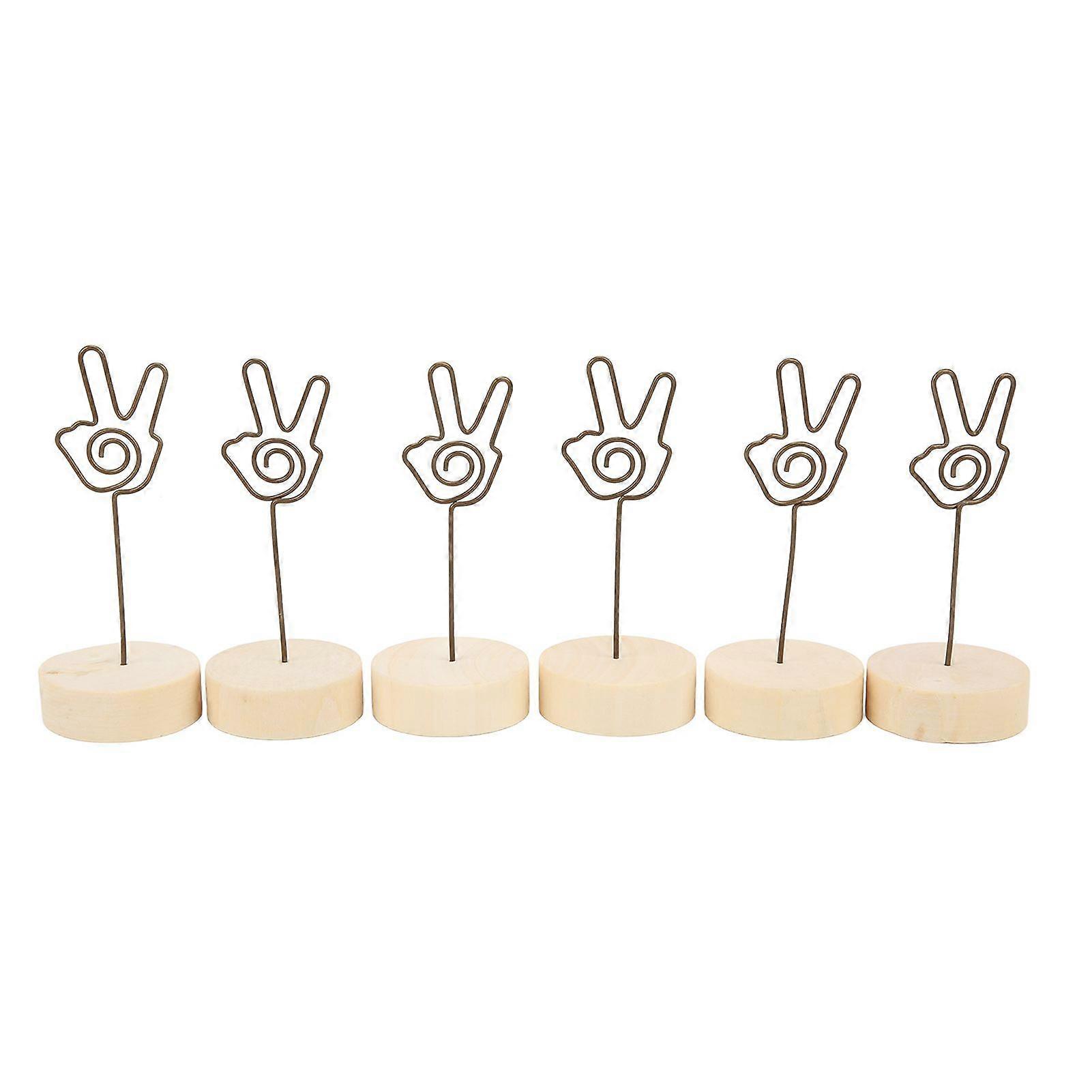 6Pcs Table Number Holder Hand Signal Gesture Modeling Convenient Practical Beech Material Photo Table ClipGesture 2