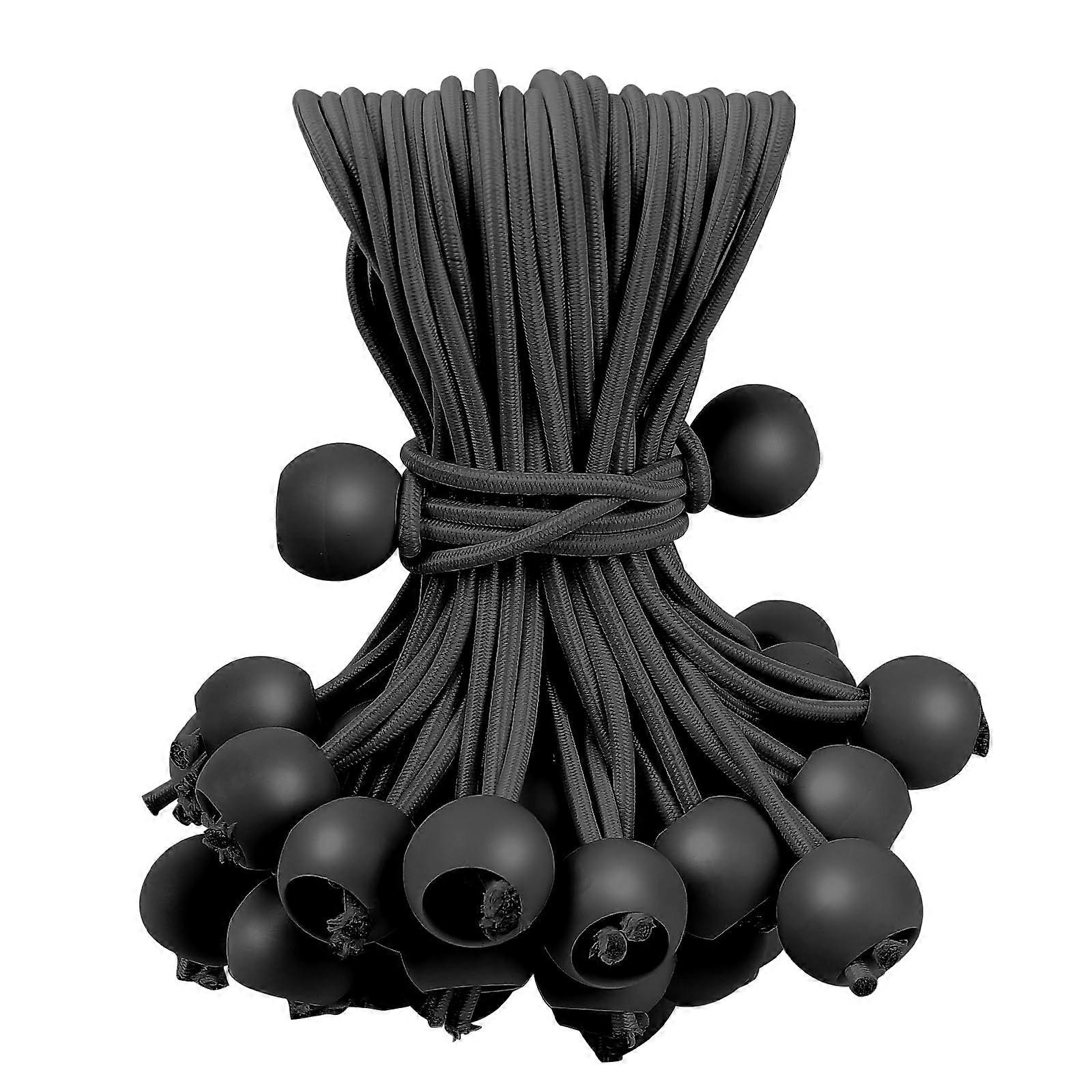 60PCS Black Bungee Cords With Balls UV Resistant Ball-End Tie-Downs For Camping, Cargo, Tarp, And Tent Poles