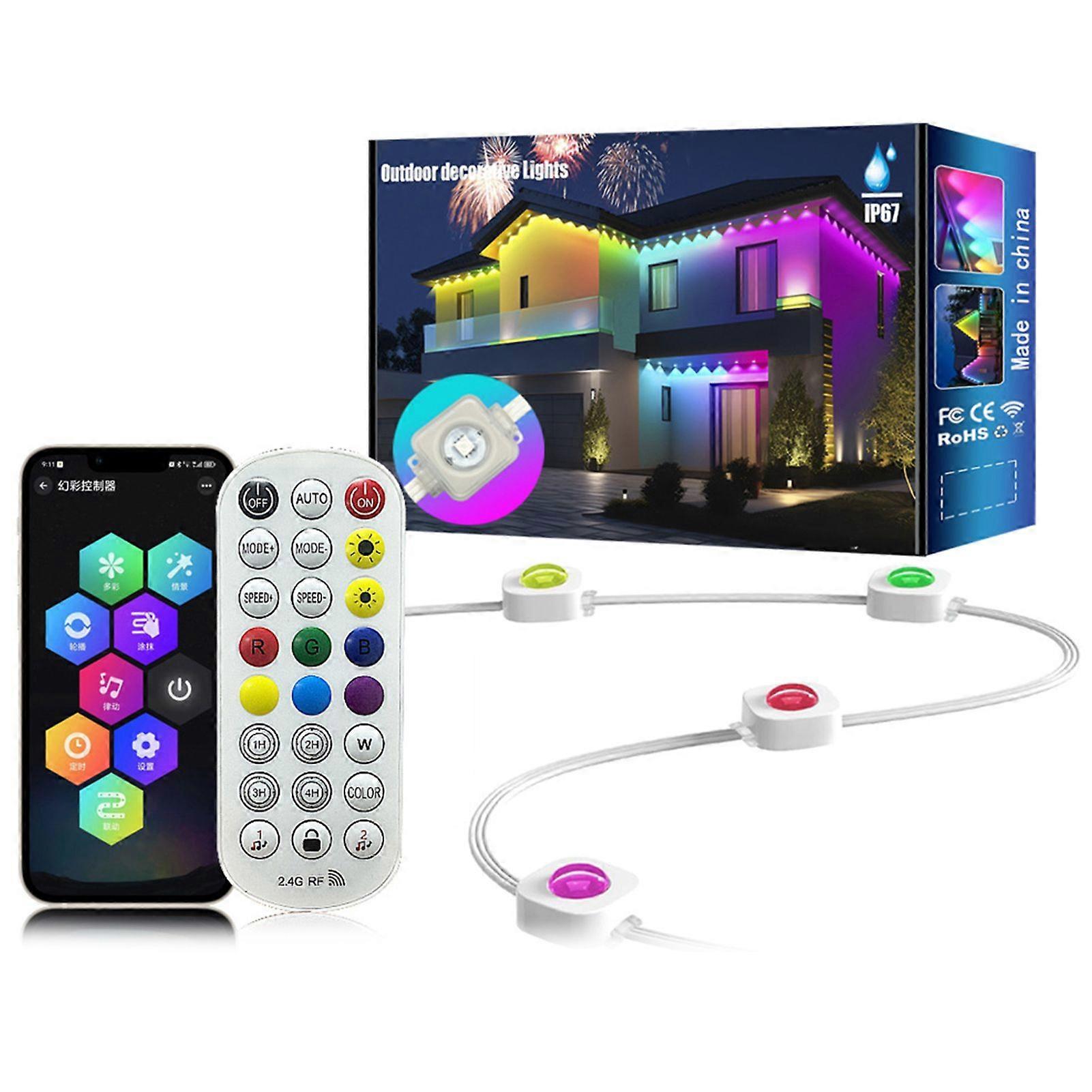 15M/30M Permanent Outdoor Lights with App & Remote Control - Smart RGB+IC Lights, Waterproof Eaves Lights for Holiday & Christmas Decoration