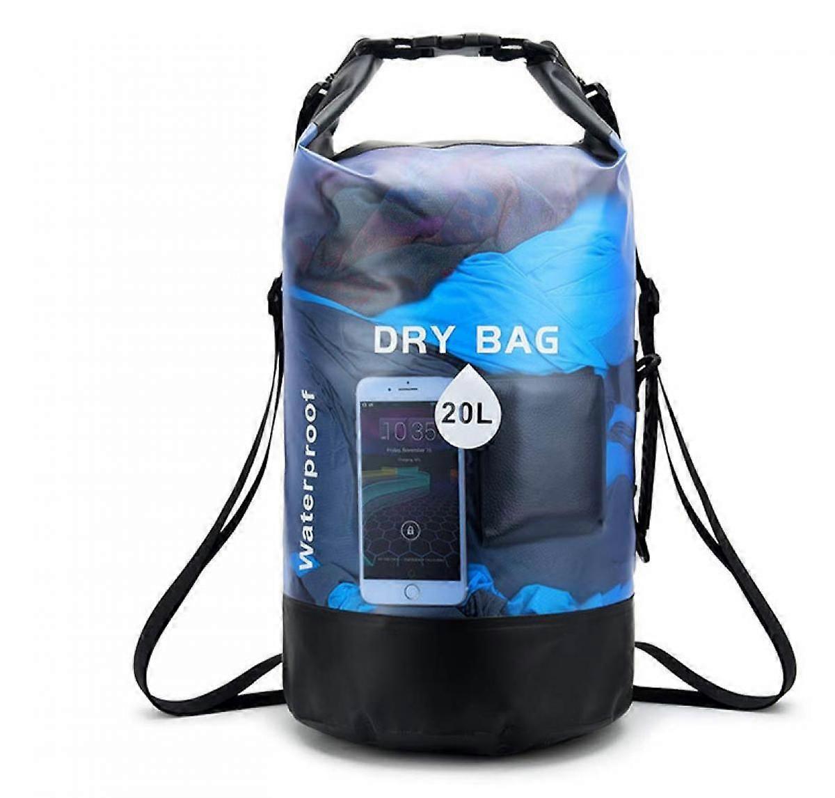 Blue 20L capacity Hot Selling Waterproof Bucket Bag Outdoor Sports Waterproof Bag PVC Transparent Waterproof Bag Swimming Beach Bag