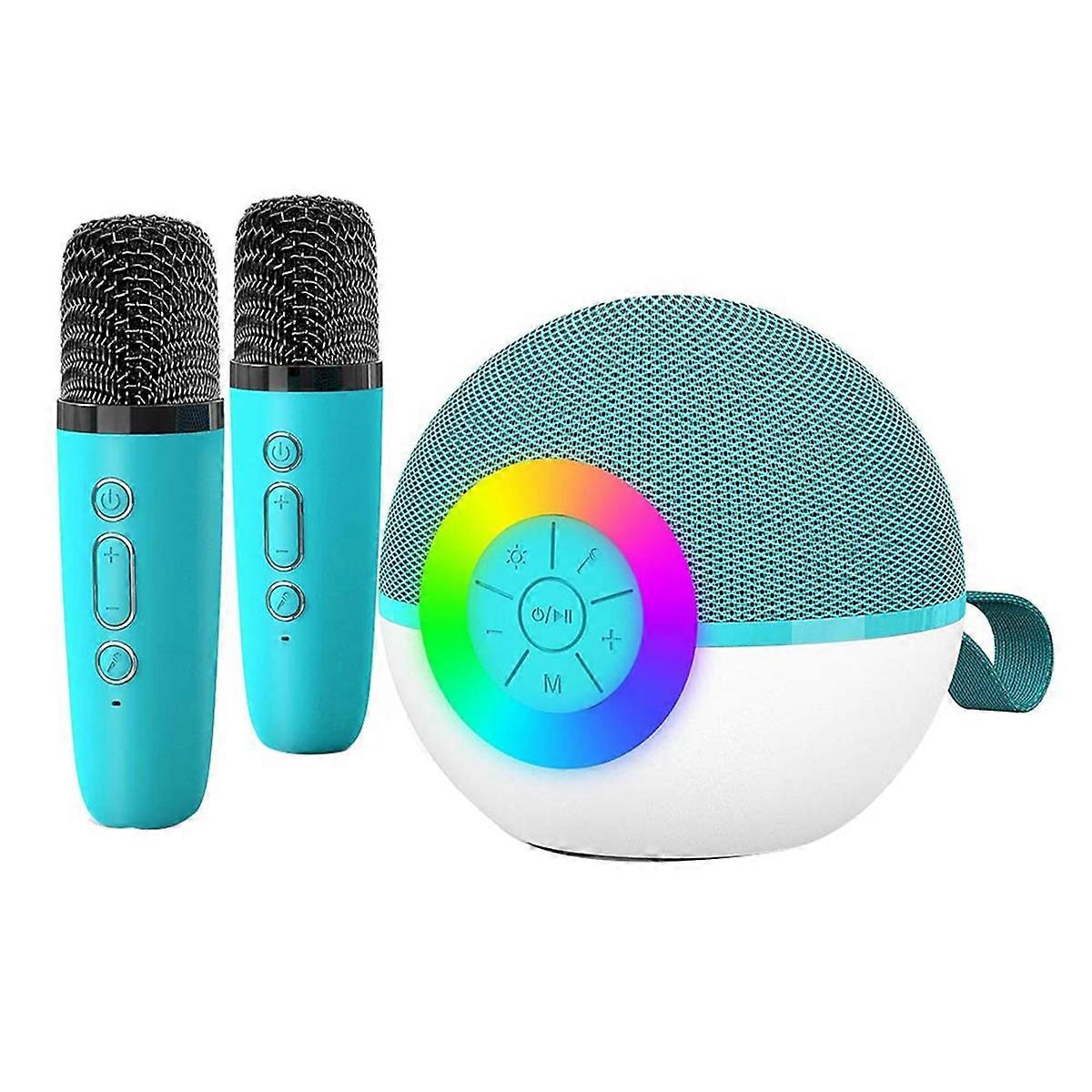 Mini Karaoke Machine with 2 Mic,Portable Bluetooth Microphone Song Toys with LED Light,Chritmas Bir