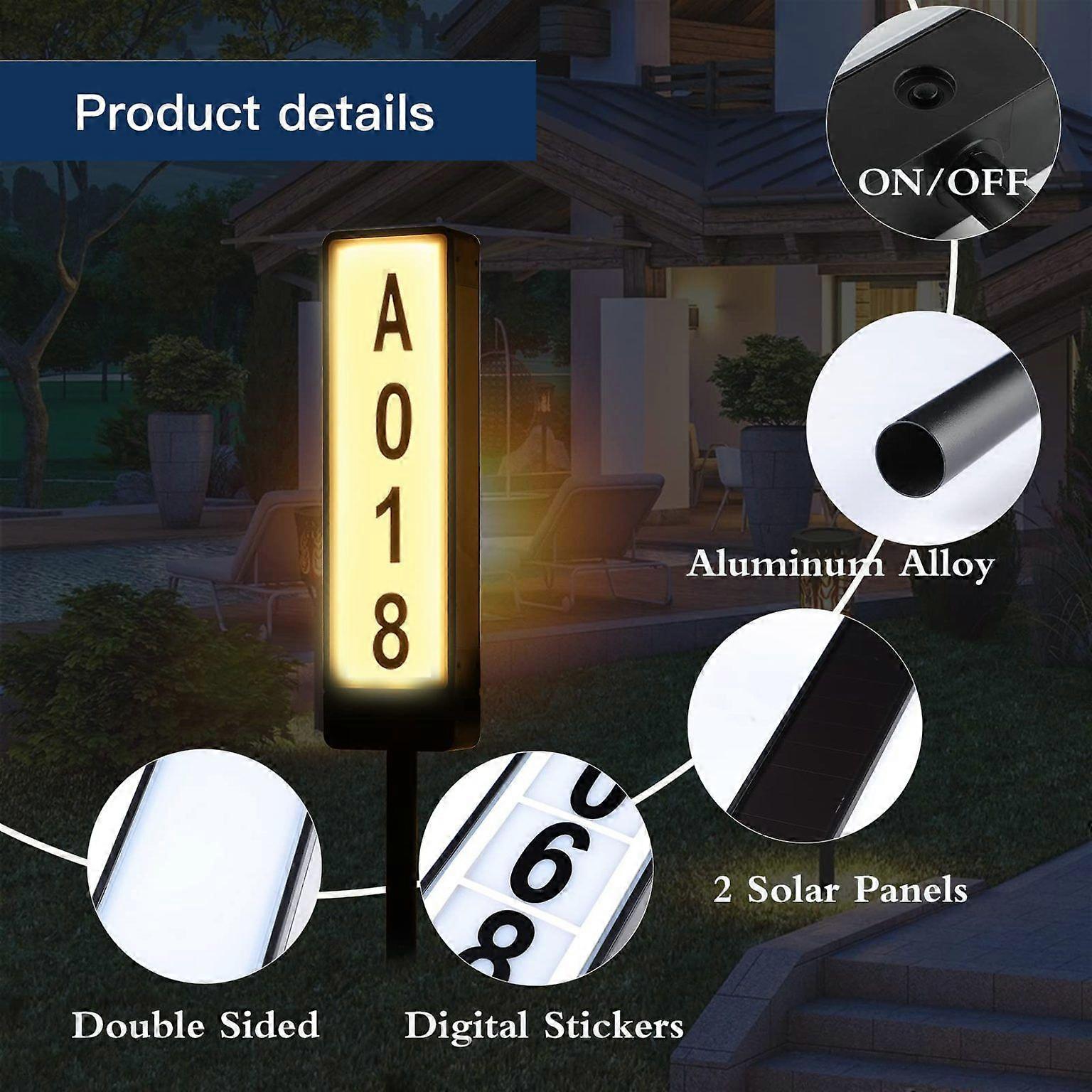 Waterproof Double-Sided Solar Address Plaques with Dual Solar Panels