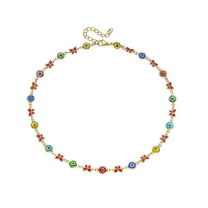 Boho Vintage rode vlinder Devil's Eye ketting