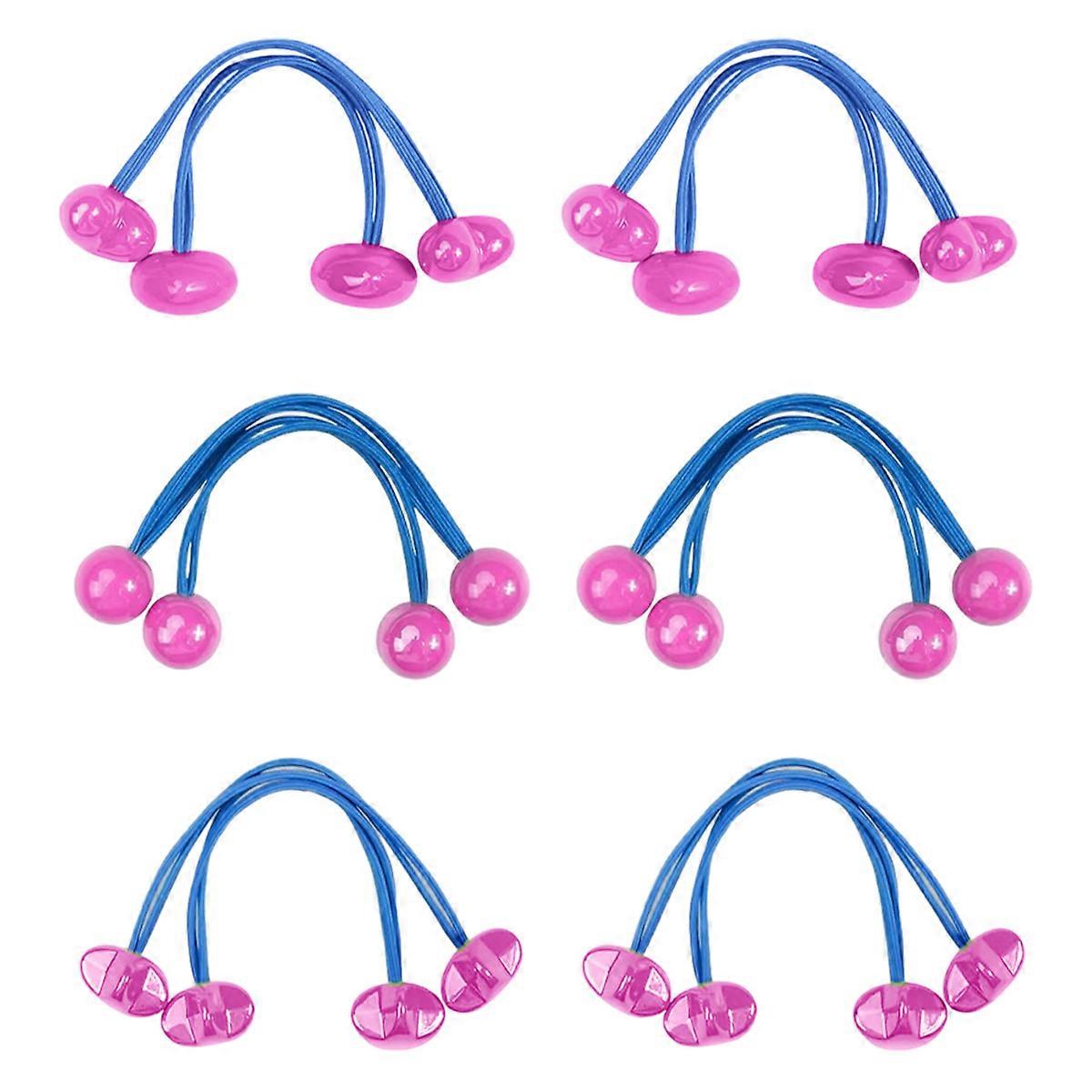 Elastic Ponytail Hair Bands with Beads, Set of 6 Colorful Rubber Bands