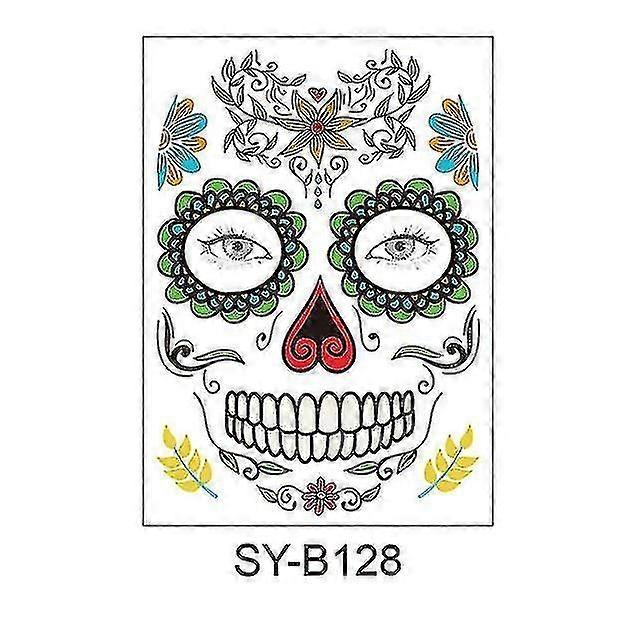 עמיד למים זיעה מתים יום נשף מסכות איפור מצחיק מדבקה זמנית ליל כל הקדושים קעקוע פנים מדבקה #4