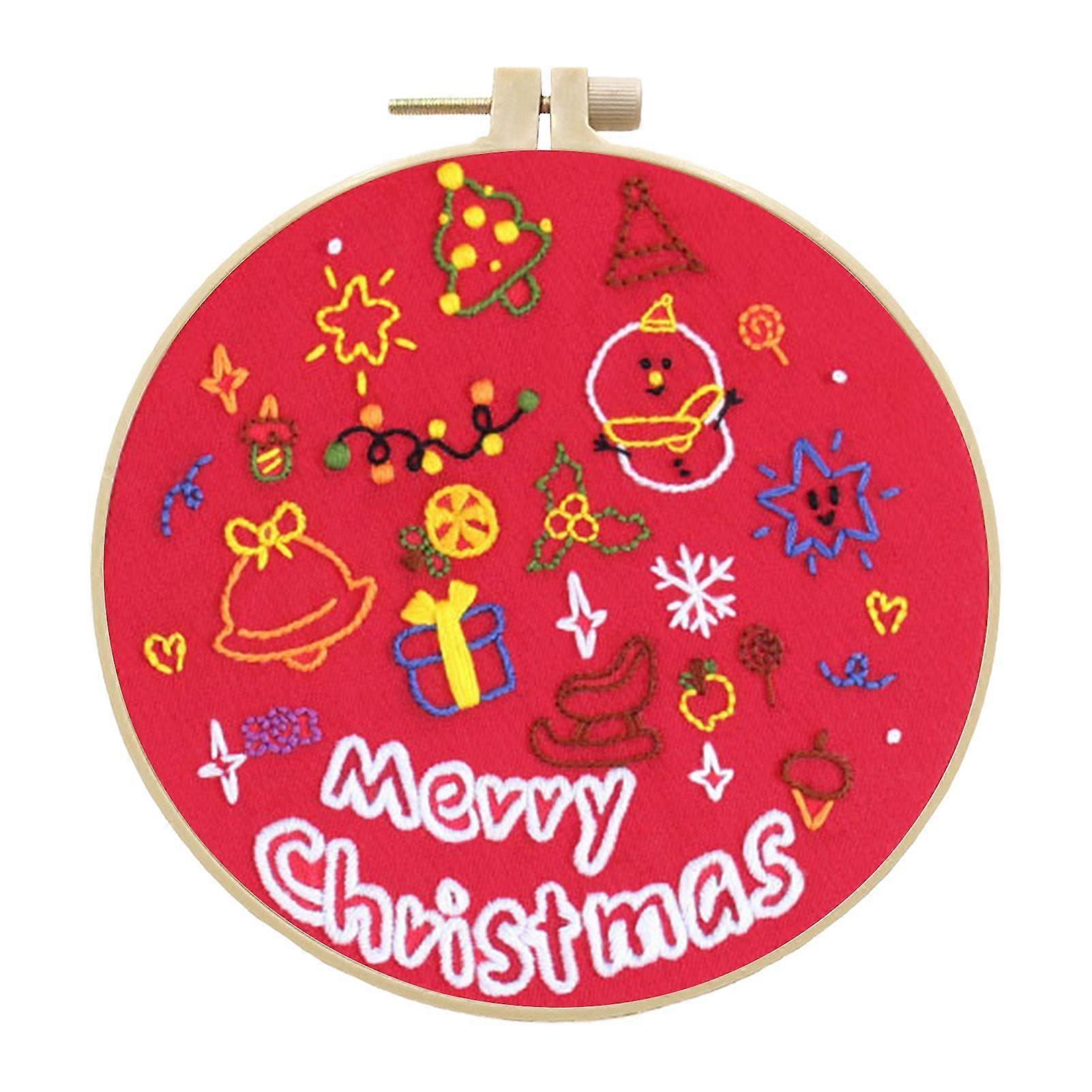 طقم التطريز عيد الميلاد للمبتدئين DIY طقم التطريز مع التطريز هوب إبرة الموضوع مجموعة التطريز اليدوي الحرفية للبالغين