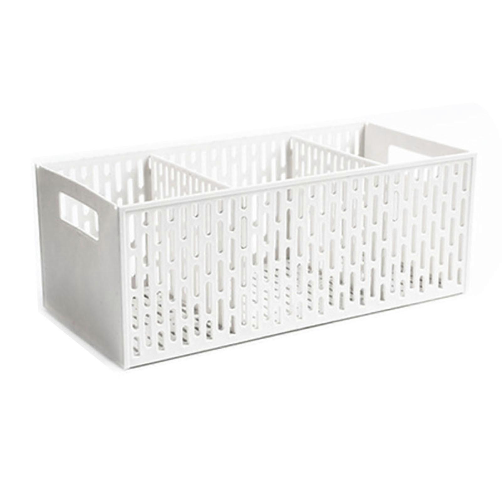 Plastic Divider Storage Basket 3-Compartment Space Saver for Fruits Vegetables Snacks