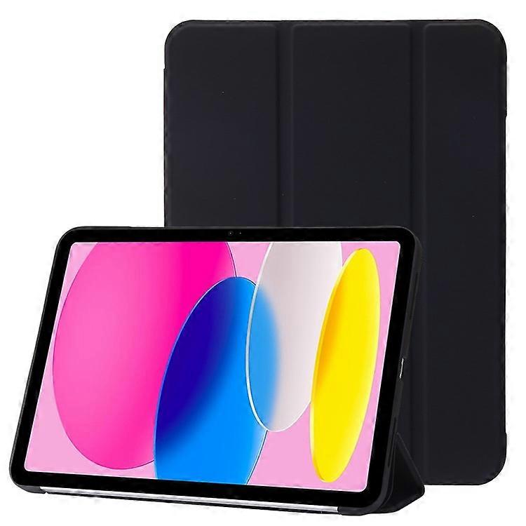 Compatible For iPad 10.9 (2022) Three-fold Stand PU Leather + Silicone Cover Tablet Anti-drop Shockproof Case