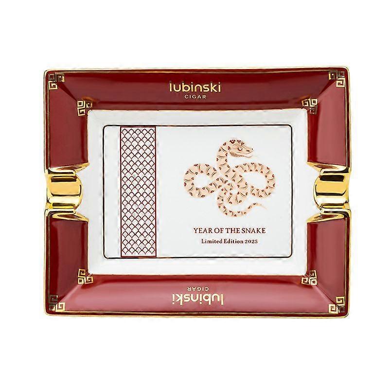 Robinson Cigar Ashtray Year Of Snake Commemorative Edition Chinese Style Double Smoke Trough Bone China Gilding Painted Gift Box