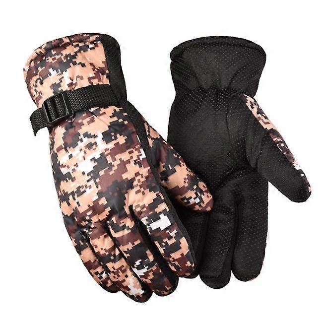 Mens Winter Waterproof Thermal Full Finger Gloves Plush Lining Snow Ski Mittens