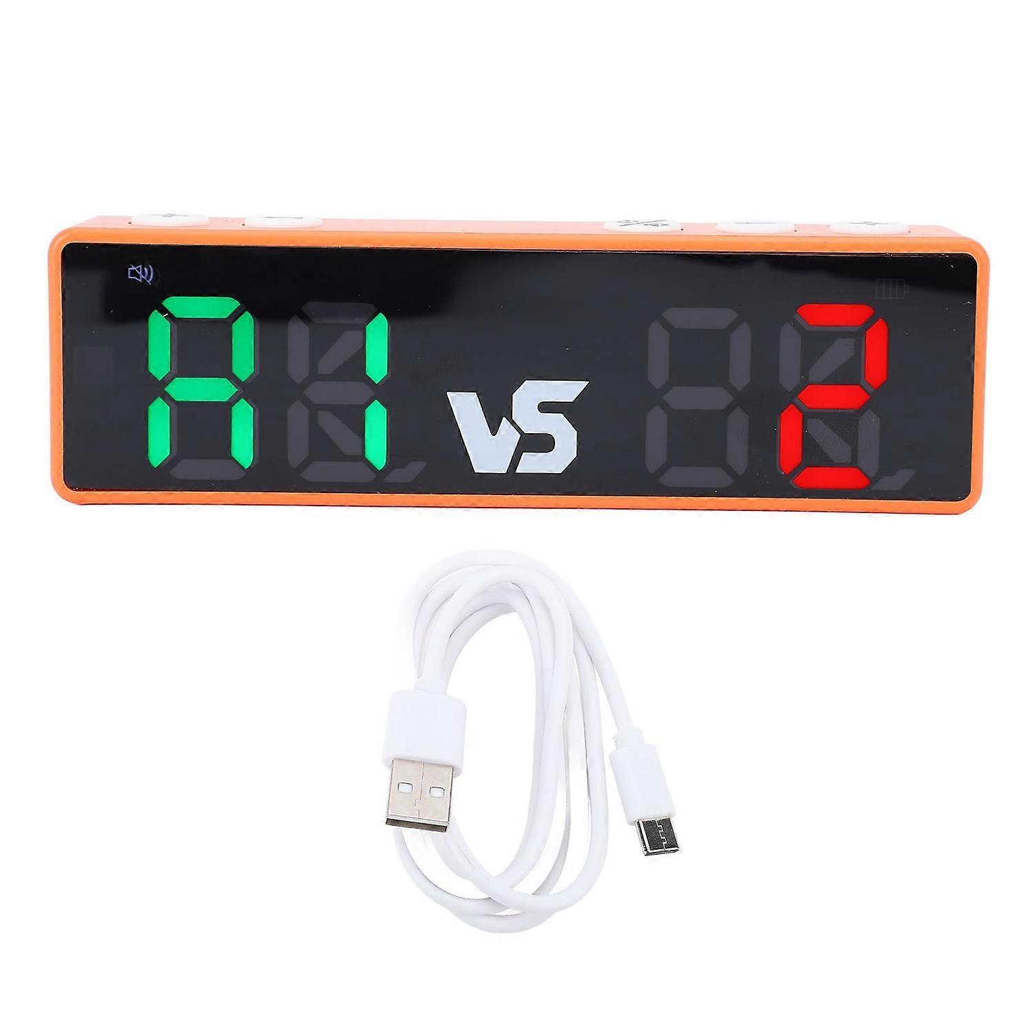 Mini Digital Scoreboard 4 Digits Bright LED Screen Loud Buzzer Rechargeable Portable Electronic Scor