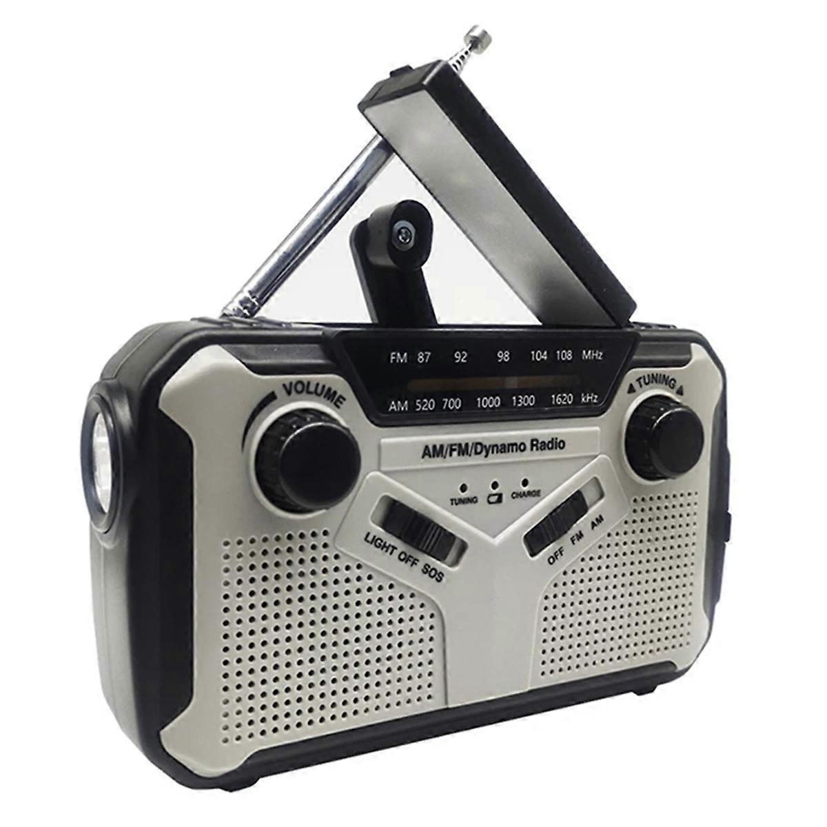 Solar Radio, AM/FM Portable Crank Radio Dynamo Emergency Radio with 2500 MAh Rechargeable Battery, SOS Alarm for Camp
