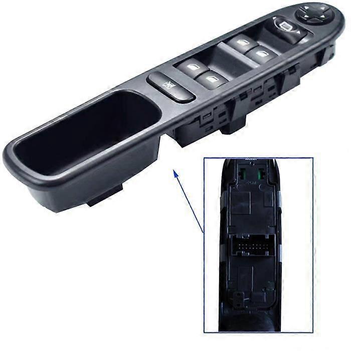 Front Left Window Lifter Control Switch Button Plate Driver Side compatible with 207, 207 SW - 6490EJ 6554QG
