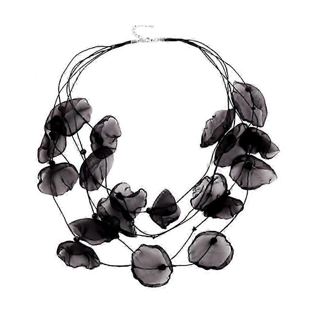 Multilayer Fabric Petal Necklace Cloth Collar Flower Statement Choker Necklace
