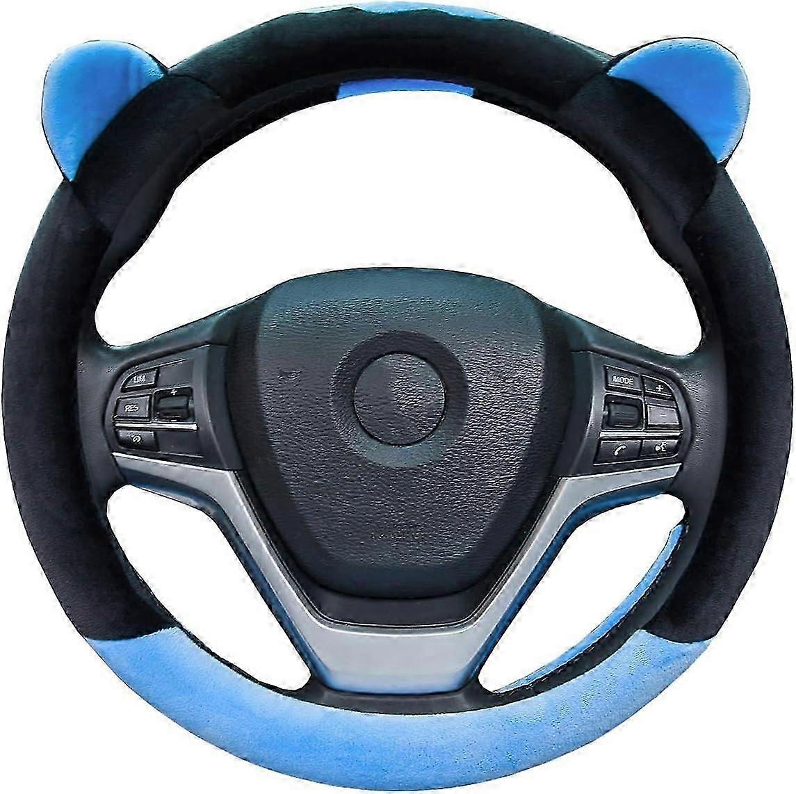 غطاء عجلة قيادة السيارة الدافئ الشتوي اللطيف للنساء ، أفخم الشتاء القصير ، سيارة عالمية مقاس 15 بوصة أ