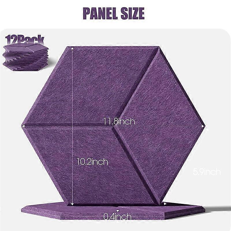 12Pcs Self-Adhesive Acoustic Panel Hexagon Y-Lined Sound Proof Panel