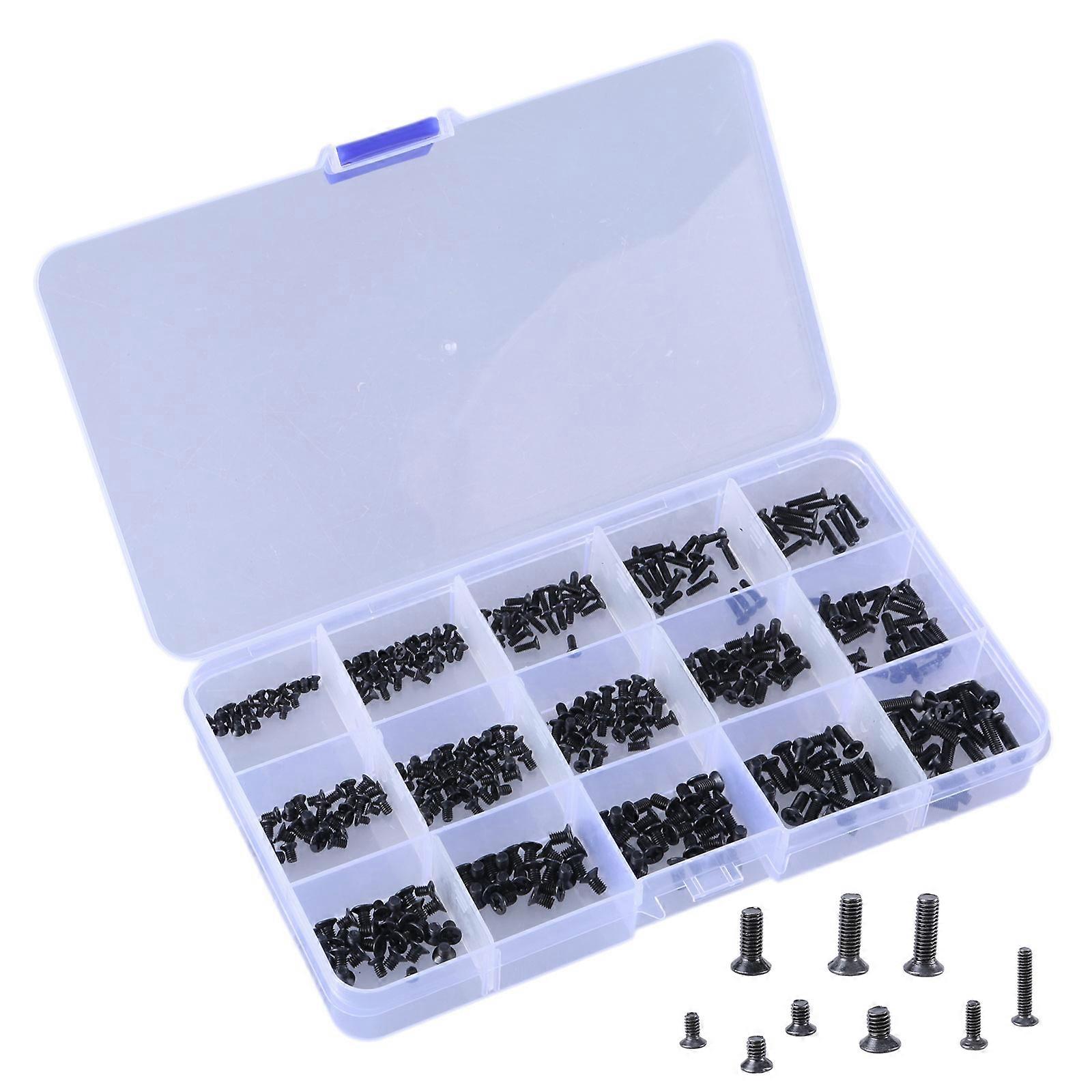 Carbon Steel Flat Head Screw Set Convenient Countersunk Screw Set Flat Head Screw 450PCS Assortment for Various Projects