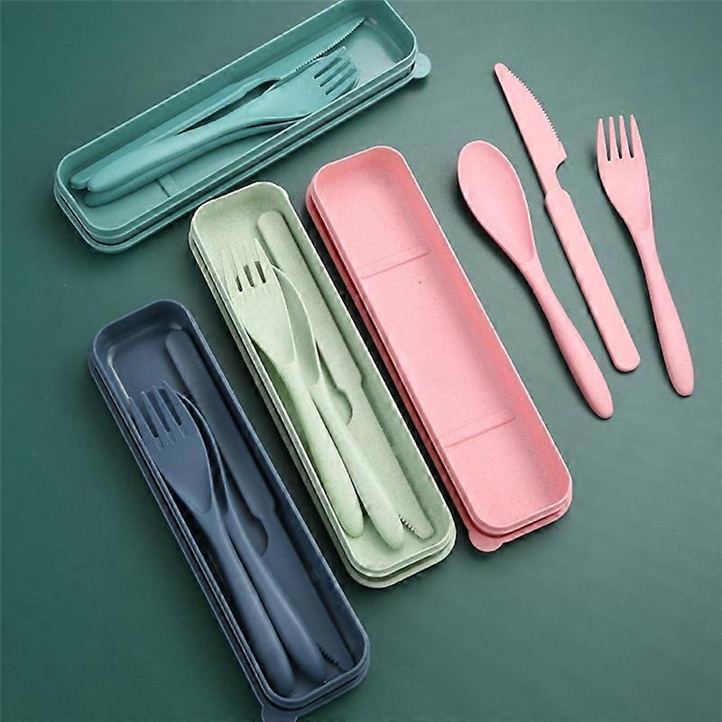8 Sets Wheat Straw Cutlery, Reusable Portable Travel Utensil Set