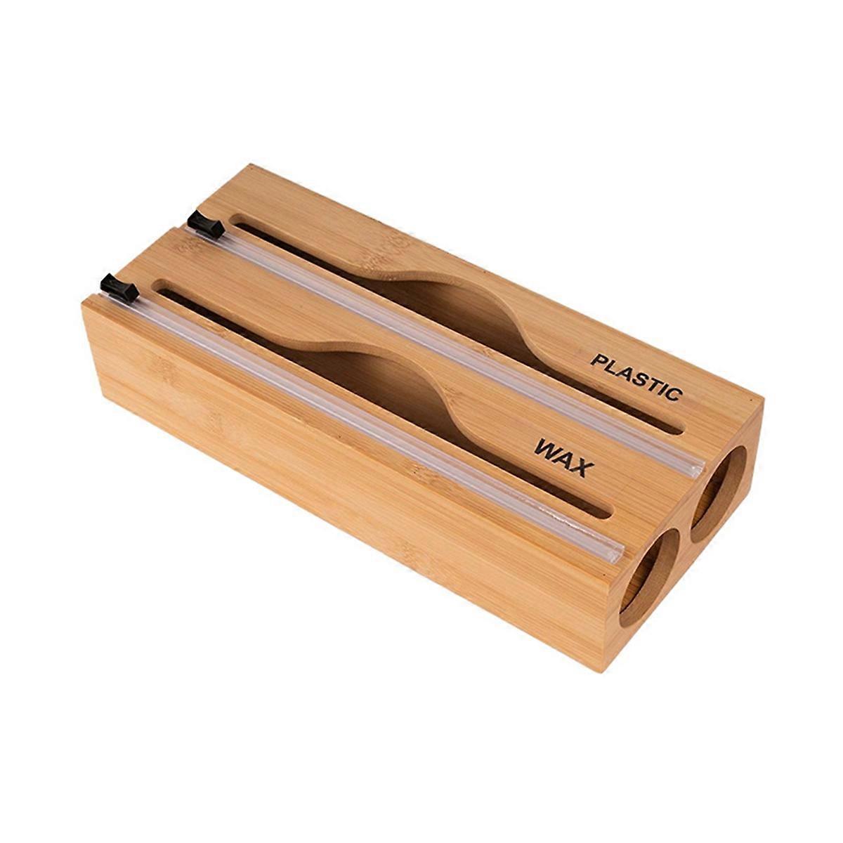 Plastic Wrap Dispenser, with Slide Cutter & Labels for Kitchen 2 Grid