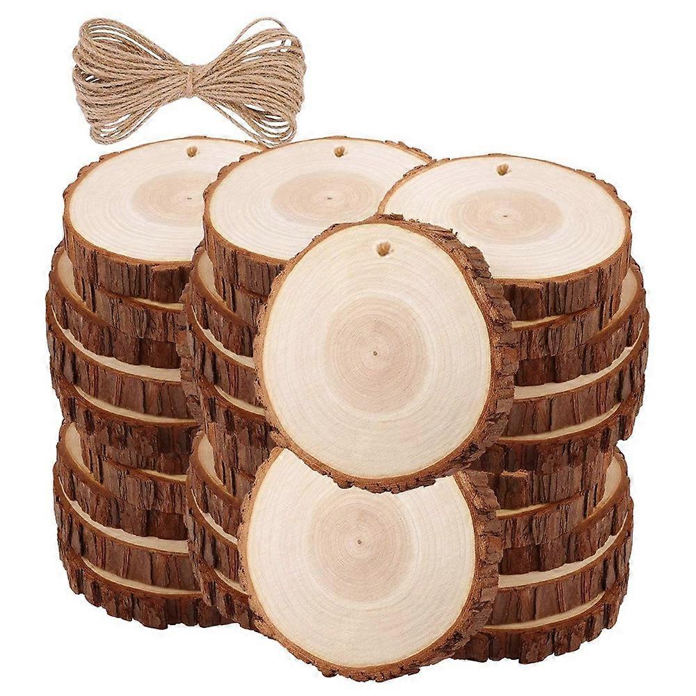 30Pcs Unfinished Wood Slices with Bark for Crafts Wood Kit Log Discs