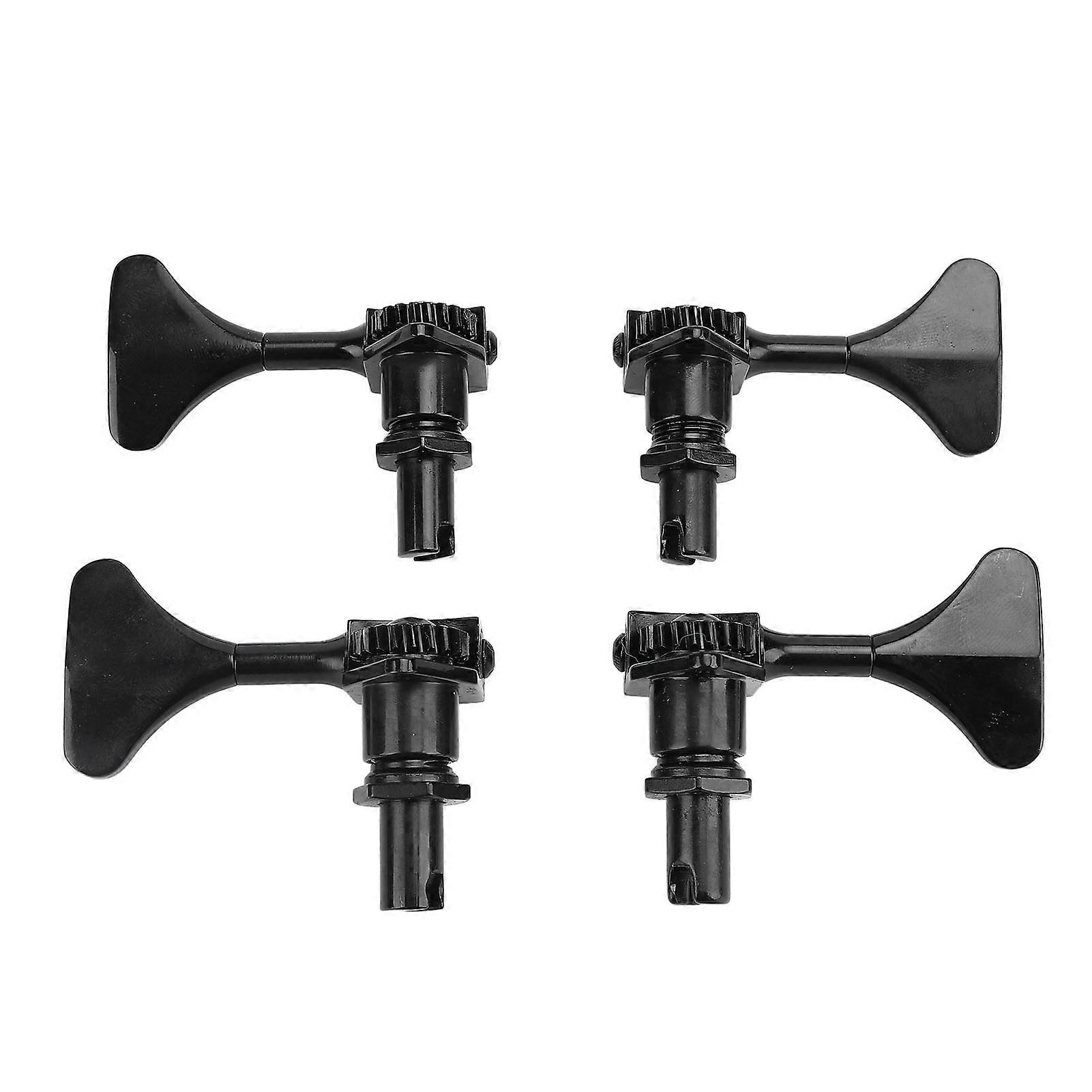 Black Zinc Alloy Tuner Pegs 20:1 Gear Ratio 2R 2L Open Tuning Keys Replacement for 4 String Jazz Bass Guitar