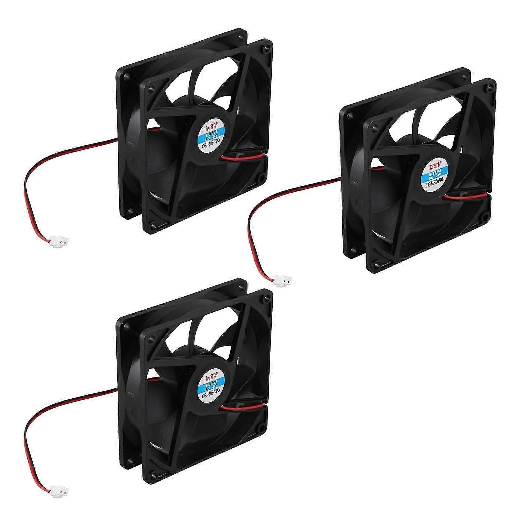 3pcs 92mm x 25mm 24V 2Pin Sleeve Bearing Cooling Fan for PC Case CPU Cooler