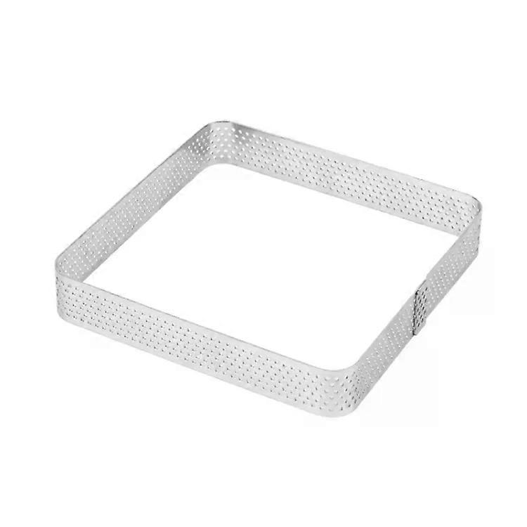 Stainless Steel Cake Mold-Thickened Perforated Mousse Circle,3.9" Square